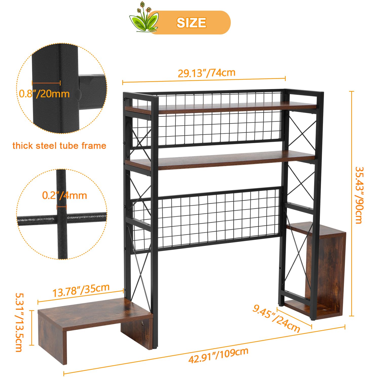 3-Tier Adjustable Wooden Desktop Bookcase Organizer - Multipurpose Desk Hutch & Bookshelf for Office Supplies, Home, Dormitory - Brown | Perfect for Workspace, Study Room & Small Space Storage