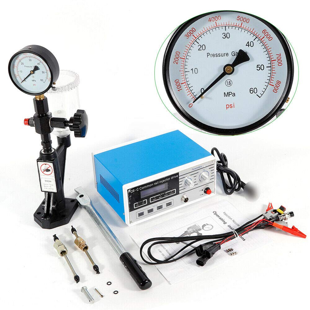600 Bar 8000PSI CR-C Multifunction Diesel Common Rail Injector Tester Kit with S60H Fuel Nozzle - Compatible with 6190/6200/6170 Diesel Engines | Professional Diagnostic Tool for Diesel Fuel Injection System Maintenance & Repair