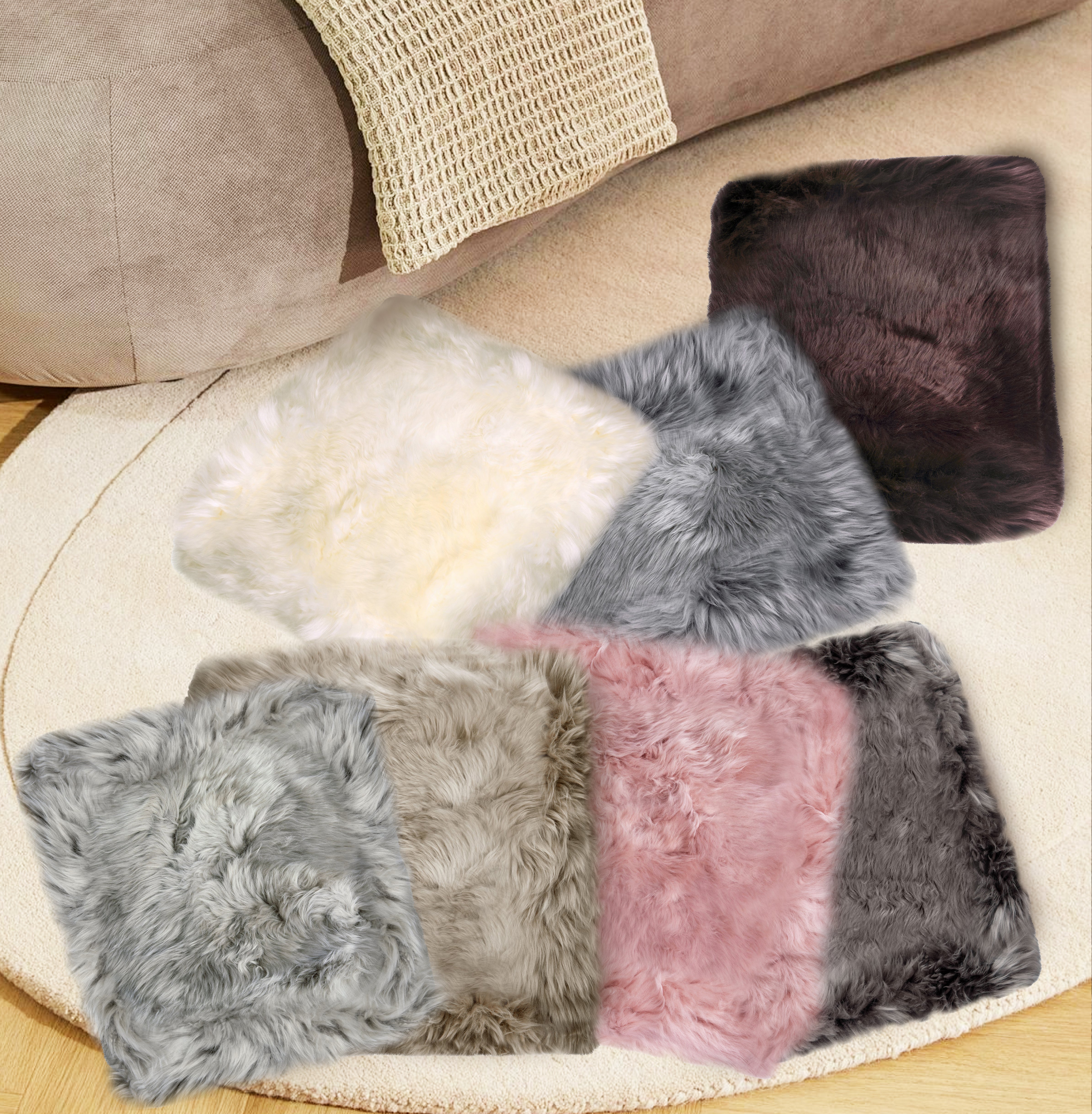 Premium Square Australian Sheepskin Wool Seat Pad 40x40cm - Soft & Comfortable Car Seat Cushion for Office Chair, Home, and Travel Use