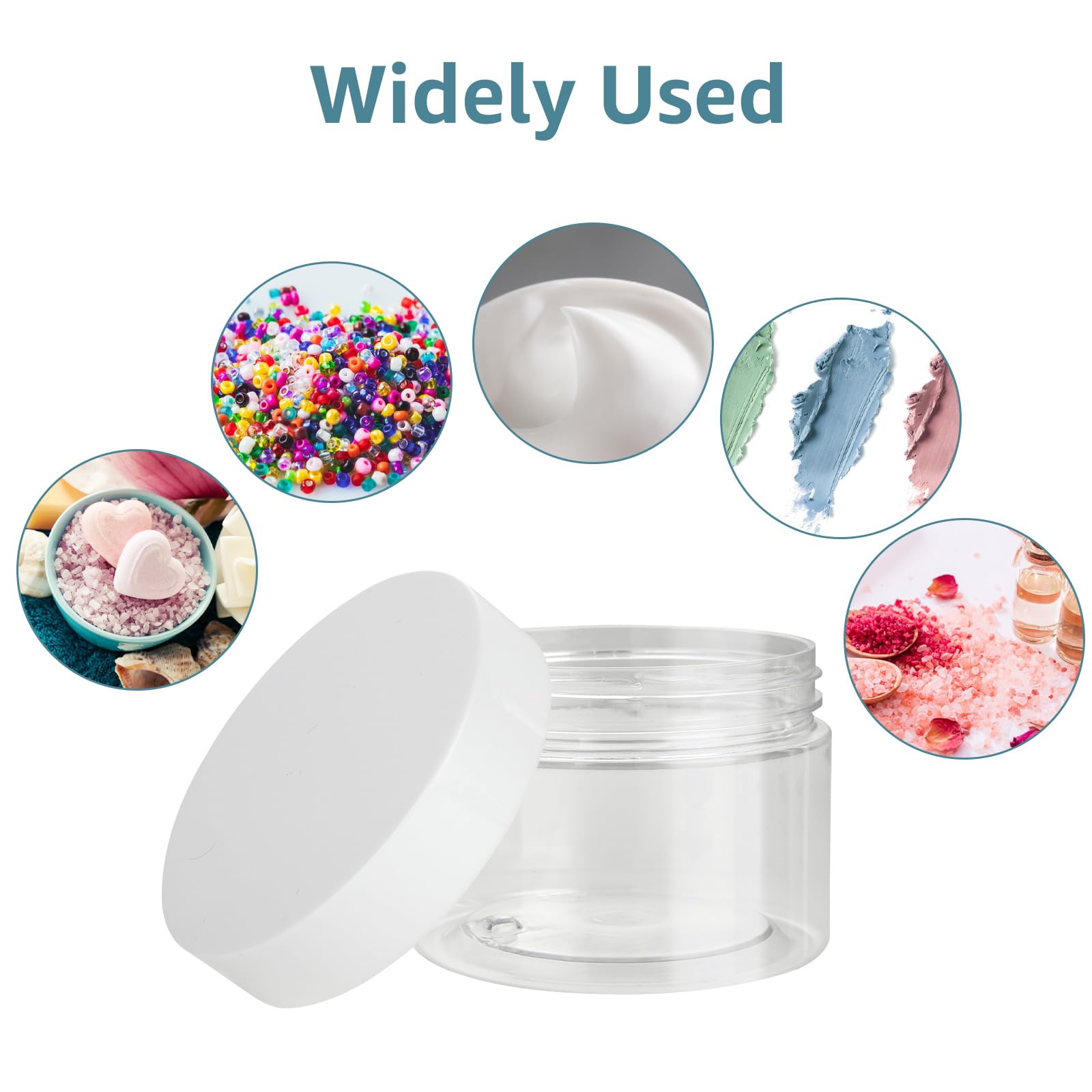 40PCS 4 oz Clear Plastic Containers with Lids - Round Empty Cosmetic Jars for Lotion, Cream, Scrubs, Powder & Makeup - Includes Stickers - Perfect for DIY Beauty Products, Candy Storage & Slime Making (BPA Free)