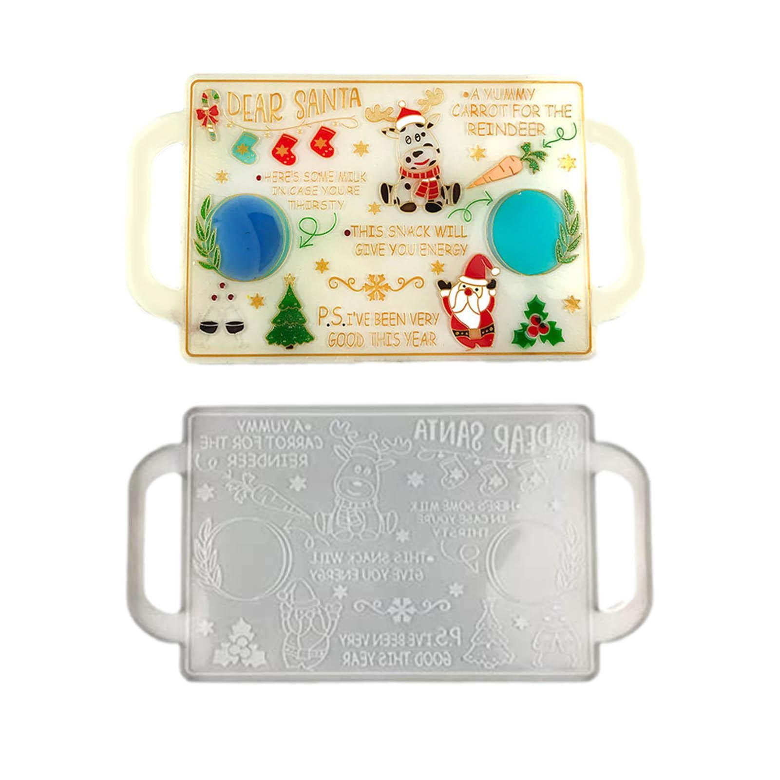 Royalo Christmas Resin Tray Molds - Santa Elk Pattern Silicone Molds with Handle for DIY Coasters, Cookie Trays & Holiday Decor - Perfect for Christmas Crafts, Tea Parties & Festive Home Decorations