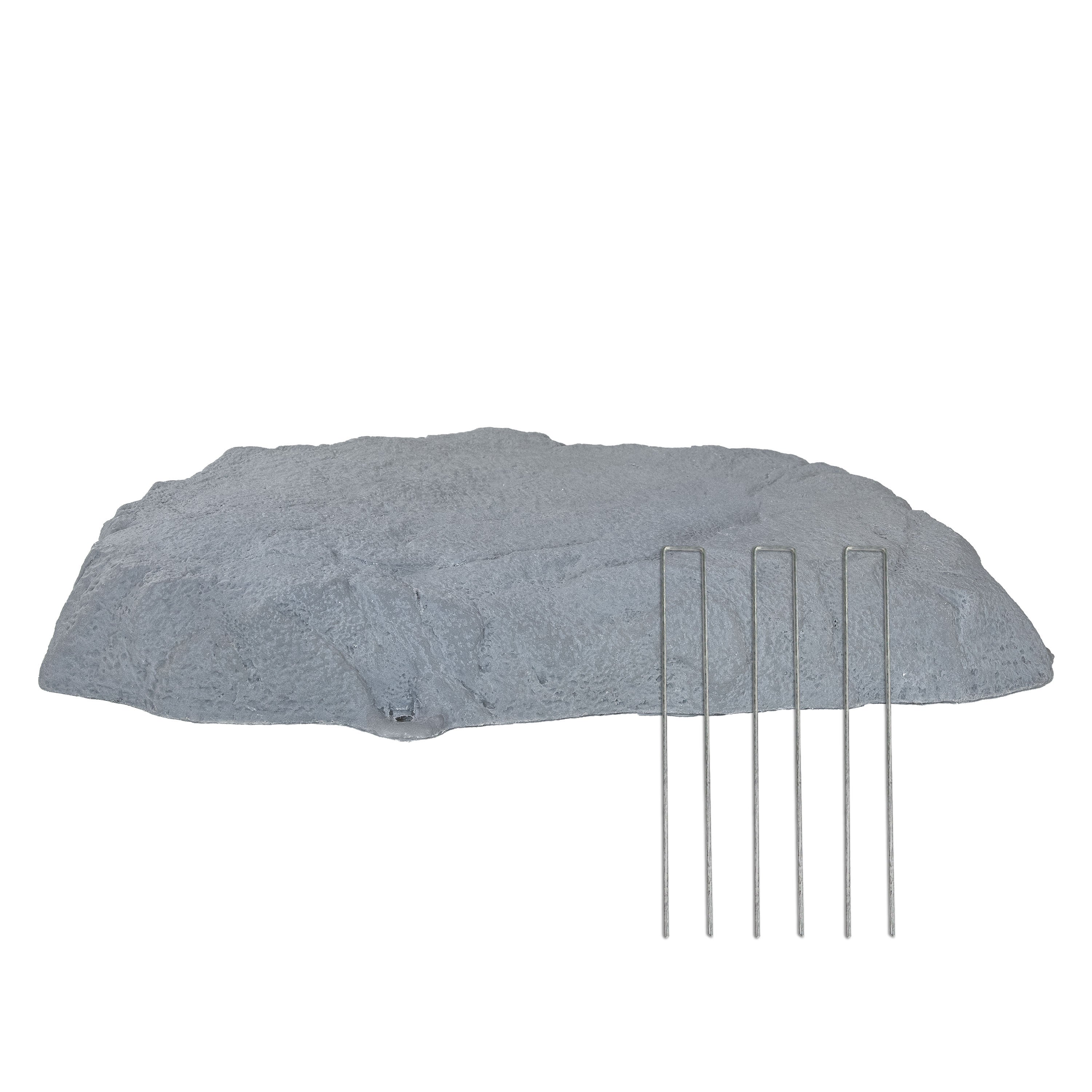 Sunnydaze Flat Artificial Landscape Rock Cover with Stakes - Durable Outdoor Decorative Rock Mat for Garden, Yard & Pool Areas - Perfect for Landscaping, Hiding Wires & Enhancing Aesthetics