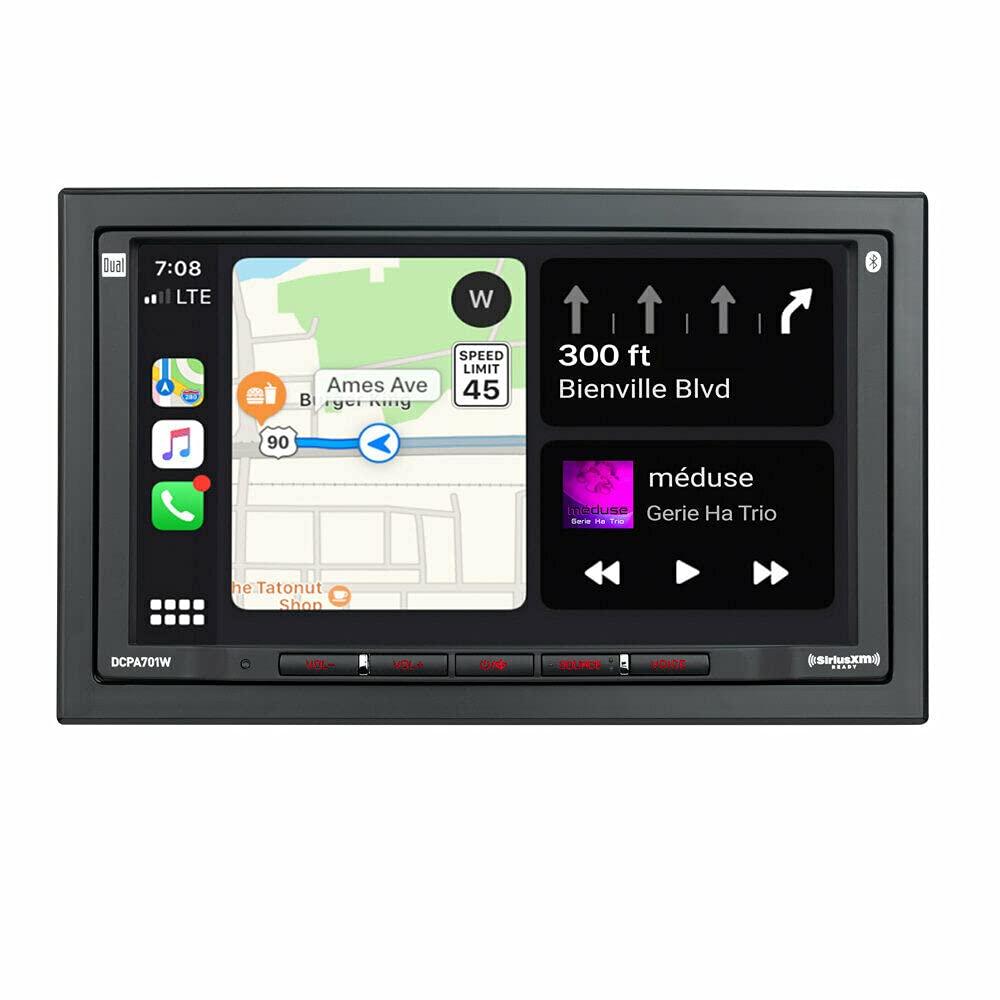 Dual Electronics DCPA701W 7-Inch Single-DIN Car Stereo with Bluetooth, Android Auto, Wireless CarPlay, WiFi, Built-in Gravity Magnet Phone Holder & Rearview Camera - Perfect for Hands-Free Calling, Music Streaming & Safe Driving in Your Vehicle