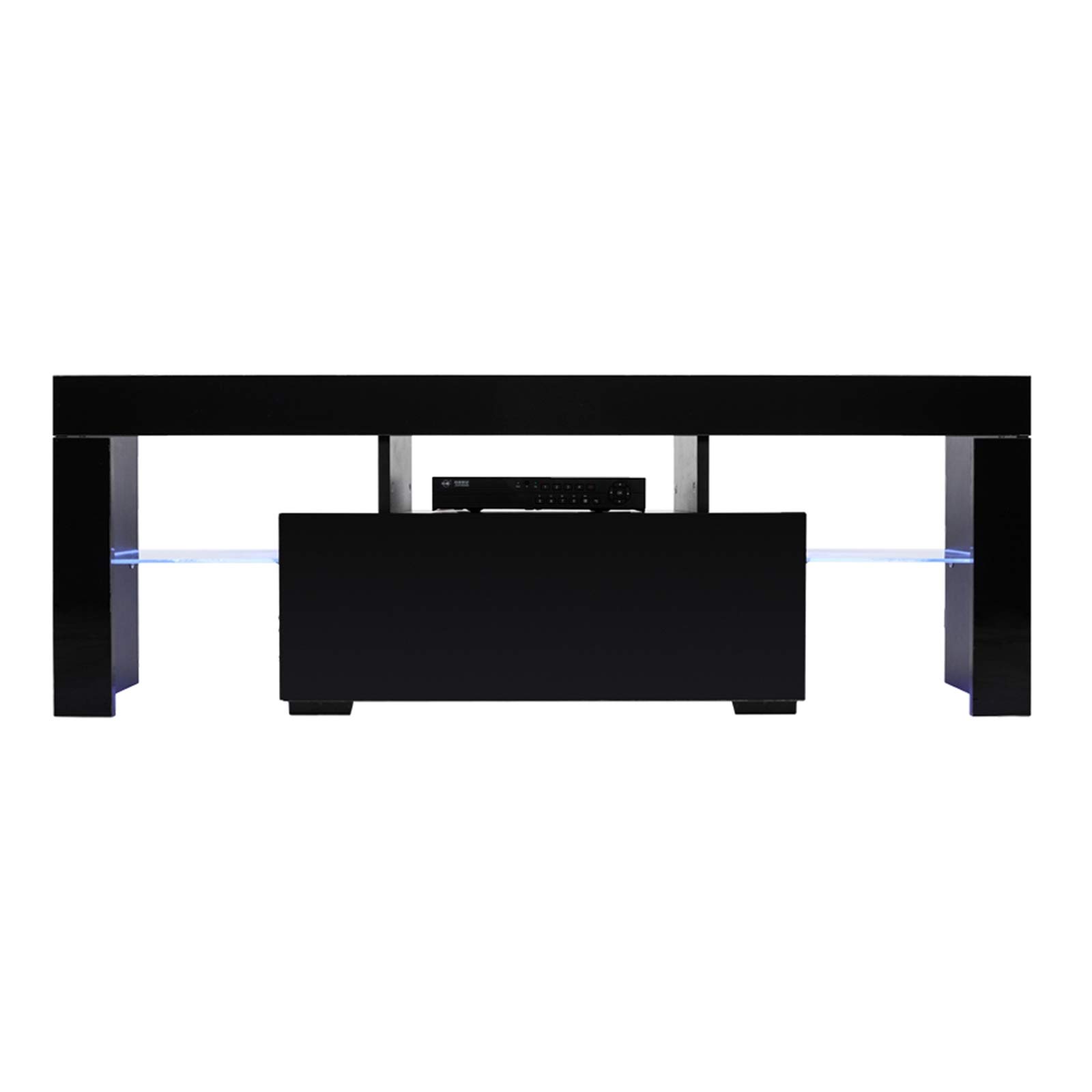 Elegant Modern LED TV Stand with Single Drawer - Black Wooden Media Console for Living Room | Home Theater Furniture | Living Room Decor | Perfect for Small Spaces & Apartment Entertainment Centers