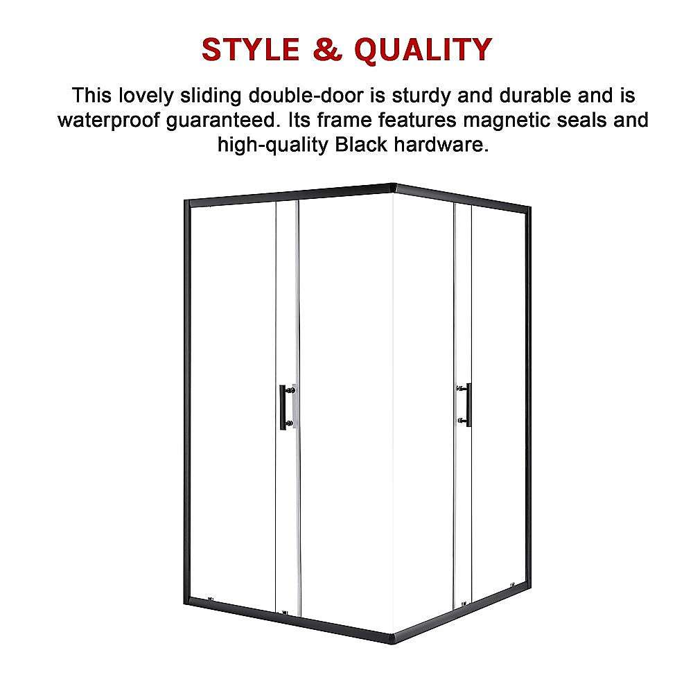 Della Francesca 1000 x 900mm Sliding Door Shower Screen with Nano Safety Glass - Tempered Glass Bathroom Enclosure for Modern Homes & Hotels