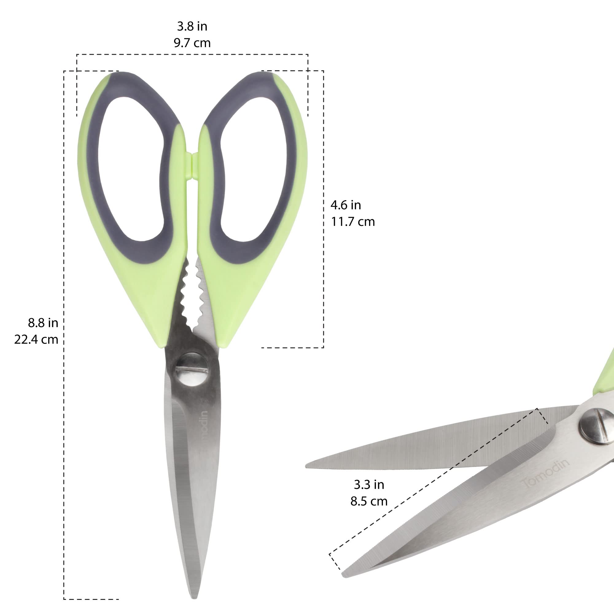 Premium Kitchen Shears - Heavy Duty Stainless Steel Scissors for Cooking, Herbs, Poultry - Bay Leaf Green (10 Pack) - Perfect for Home Chefs, Butchers & Food Prep Professionals
