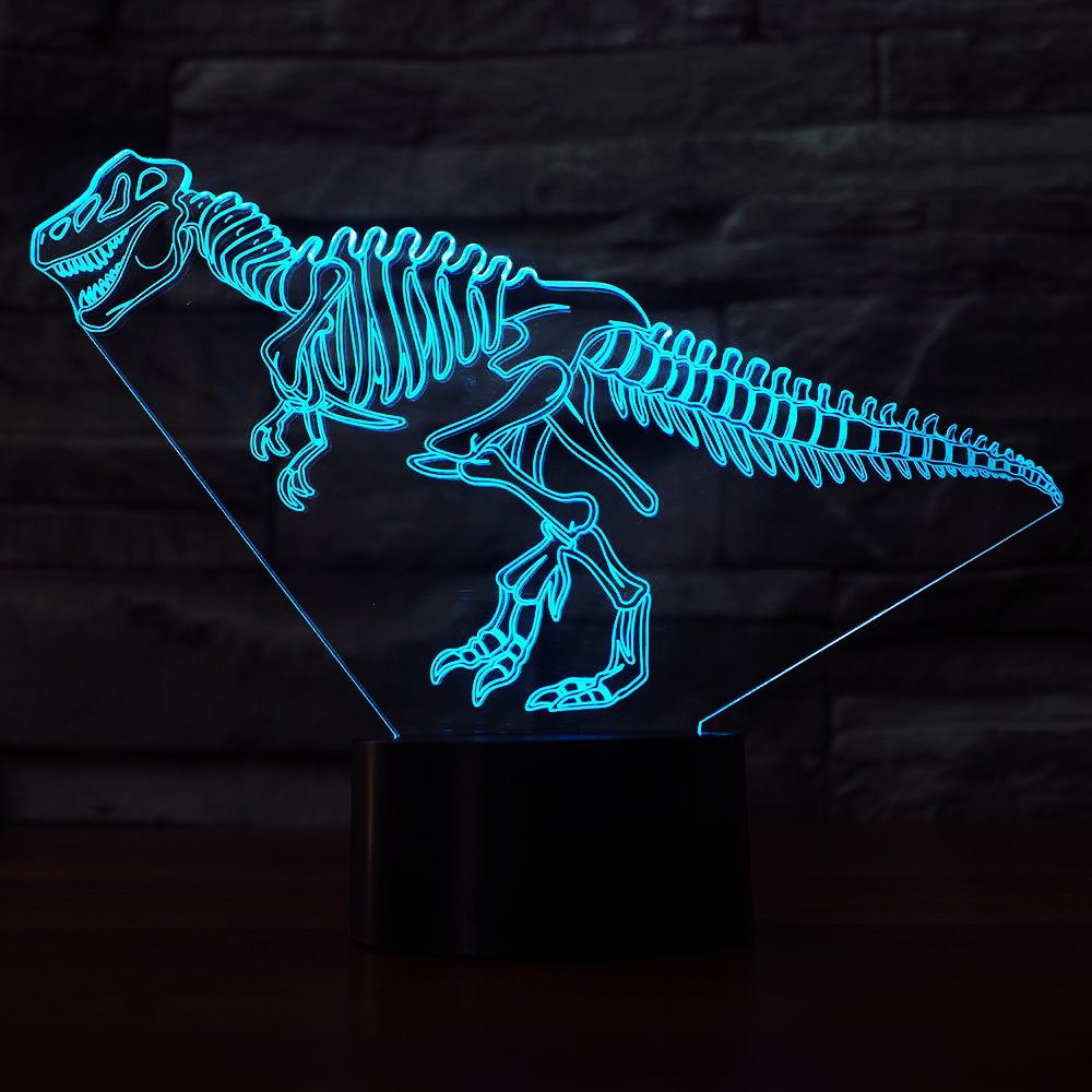 3D Dinosaur Bone Night Light - USB Touch Switch LED Table Lamp with 7 Color Changing Modes, Optical Illusion Decor for Kids Room, Birthday Gift for Children, Home Desk Decoration (Perfect for Bedtime, Study & Play)