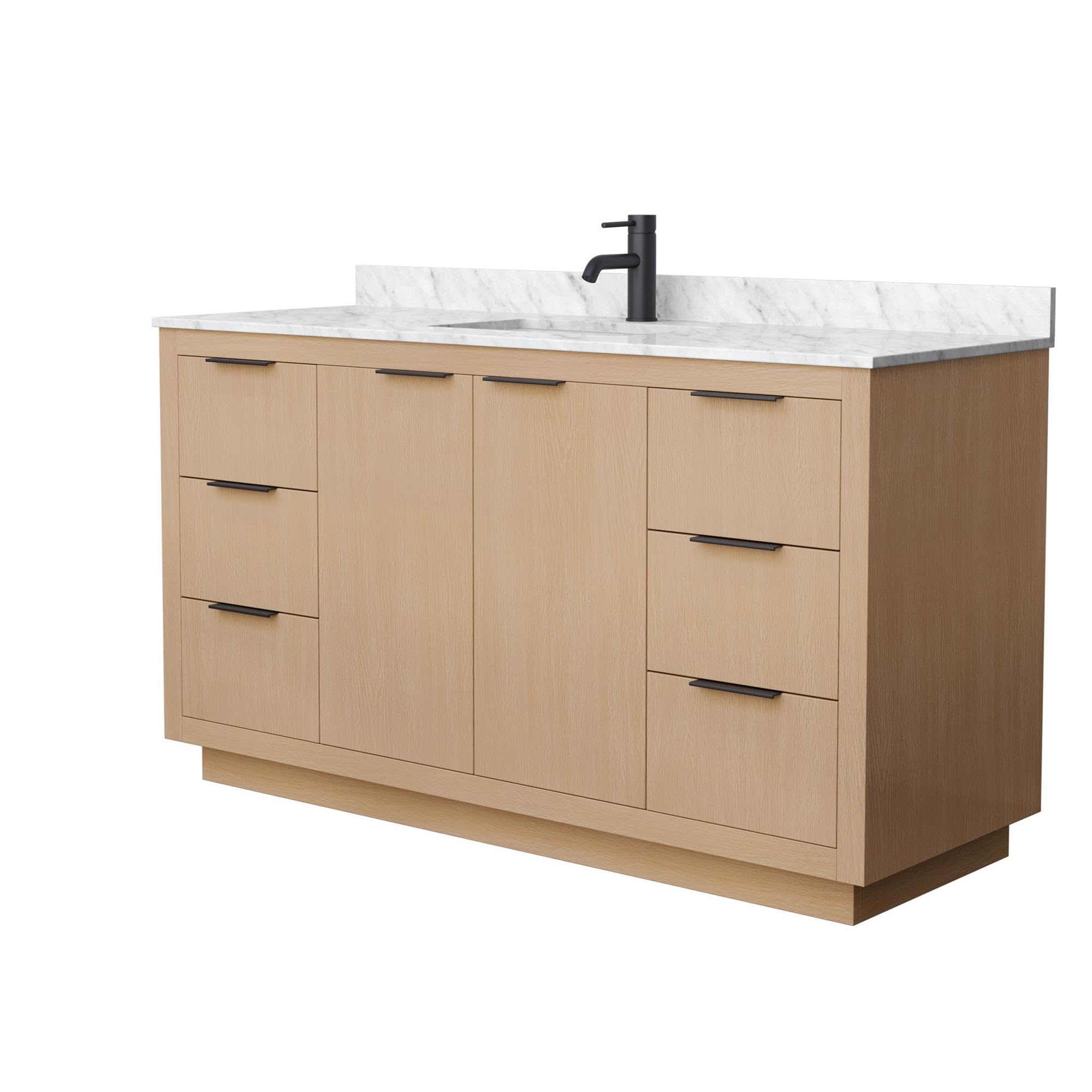 Wyndham Collection WCF282860SLBCMUNSMXX Maroni Vanity Set - Light Straw Finish Bathroom Vanity with Sink & Mirror | Perfect for Modern Bathroom & Powder Room Decor