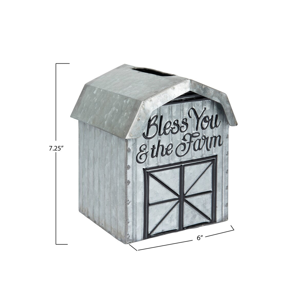 Bless You & the Farm Metal Barn Shaped Tissue Holder - Silver - Rustic Home Decor for Farmhouse, Country Style Bathroom & Kitchen