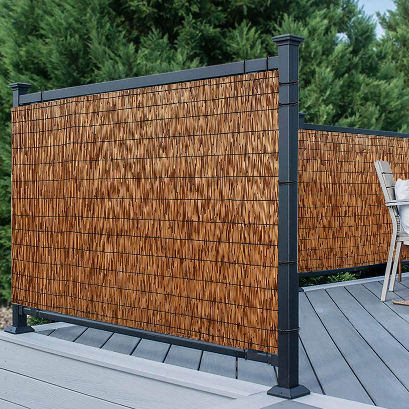 Natural Bamboo Reed Fence Panel 4.6FT x 19.7FT - Handwoven Waterproof Privacy Screen for Outdoor Sun Shade - Perfect for Balcony, Patio, Garden, and Yard Decoration