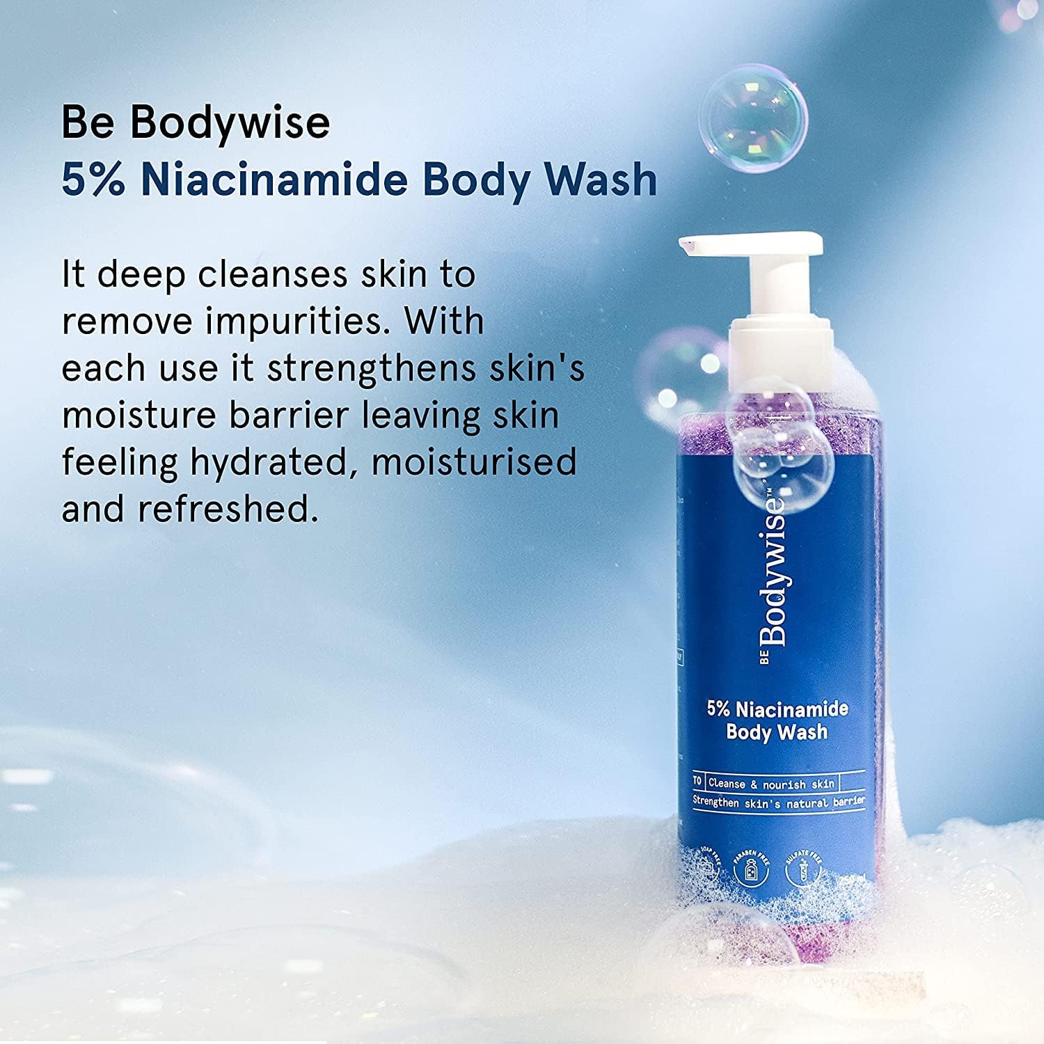 Niacinamide & Aloe Vera Body Wash for Hydration & Glowing Skin – Deep Cleansing, All Skin Types, 250ml | Daily Skincare & Post-Workout Refresh