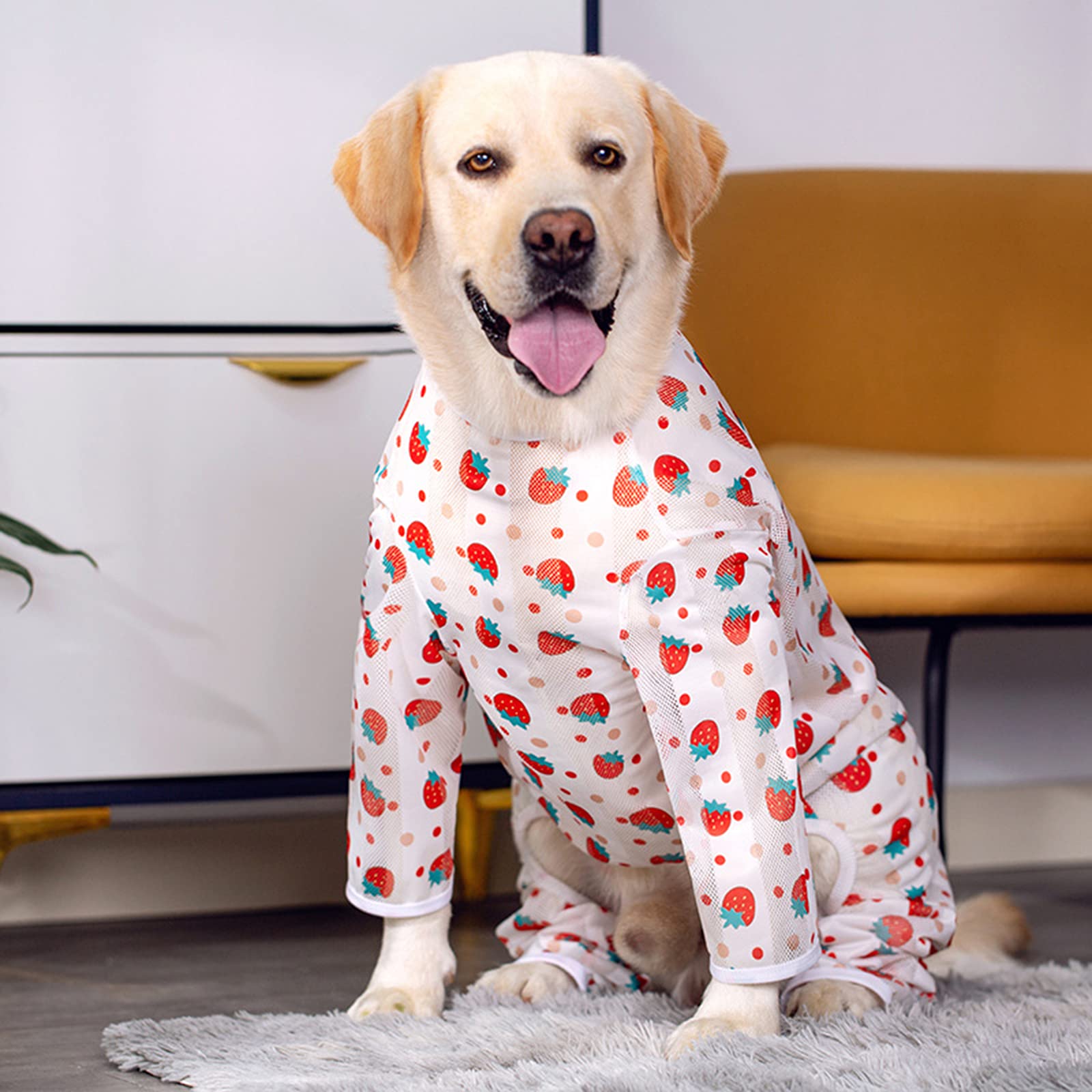 **Camouflage Cooling Dog Pajamas – Sunscreen Anti-Hair Onesie Shirt for Medium & Large Dogs (30# Red) – Perfect for Summer Walks & Indoor Lounging**