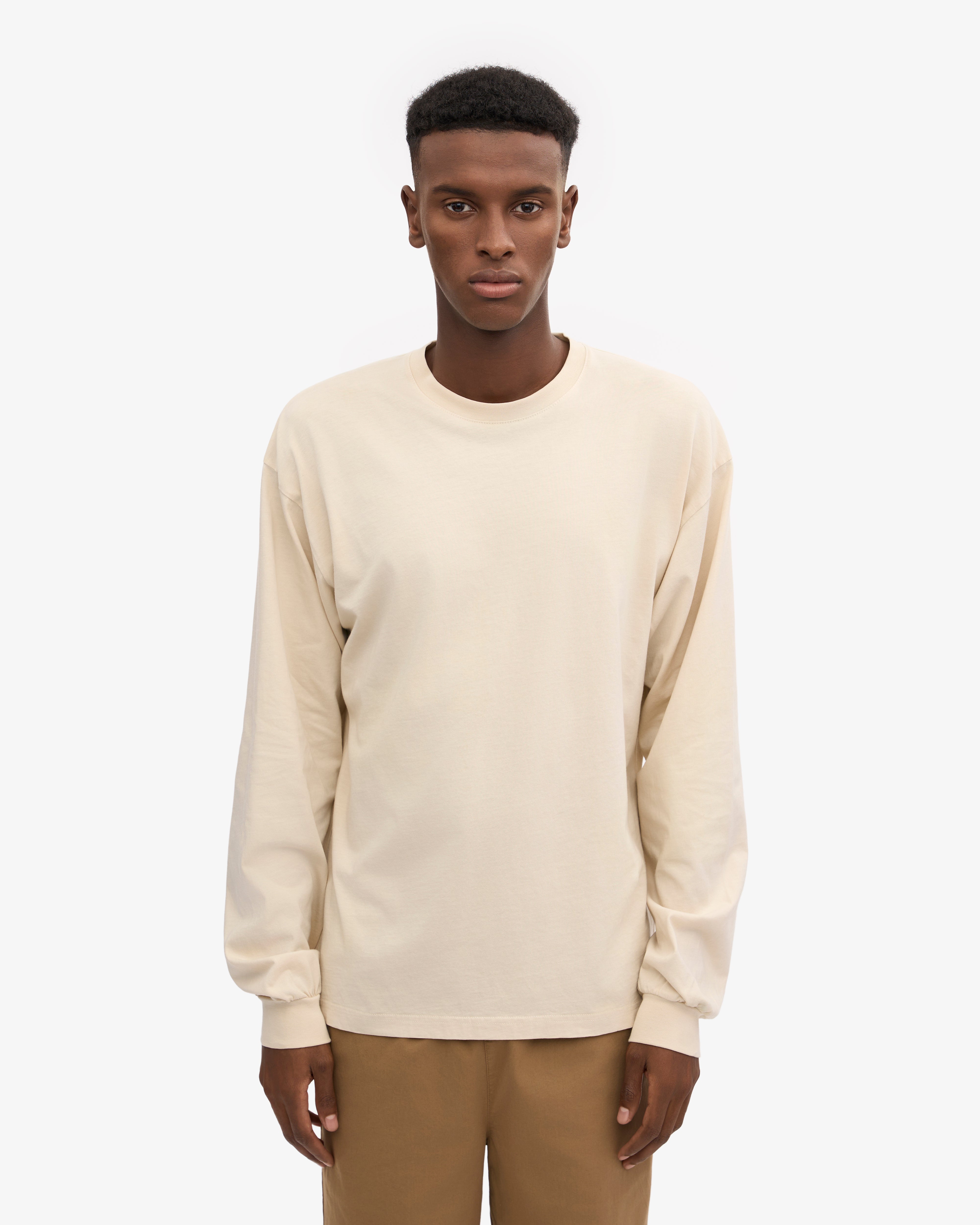 Organic Oversized Long Sleeve T-Shirt for Women - Soft Ivory White Cotton Top - Perfect for Casual Wear, Loungewear & Layering