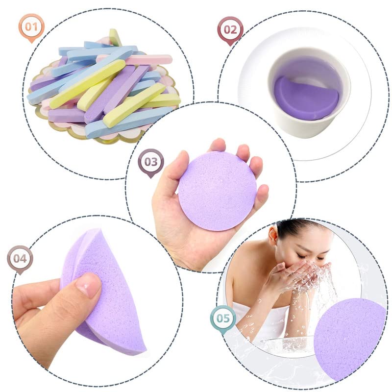 12PCS Compressed Facial Sponge Sticks - Round Makeup Remover & Cleansing Pads for Women | Gentle Exfoliation & Skin Care | Perfect for Travel, Daily Makeup Removal & Spa Days