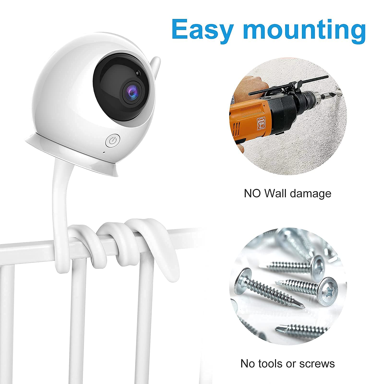 Best Video Baby Monitor with HD Camera & Two-Way Audio - Flexible Mount Shelf & Adjustable Stand for Nursery, Bedroom, and Travel Use