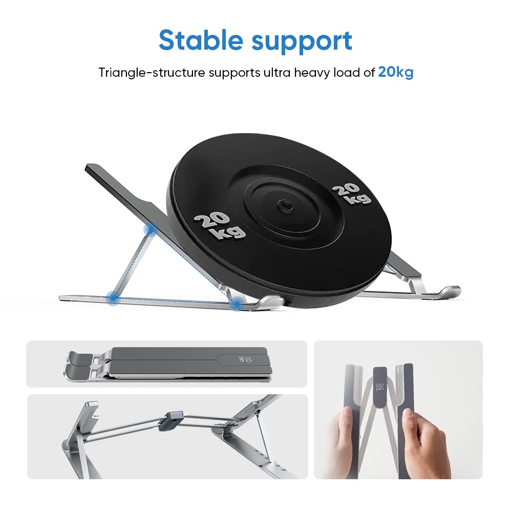 XPPen Adjustable Aluminum Drawing Tablet Stand - Portable Silver Holder for 10-15.6