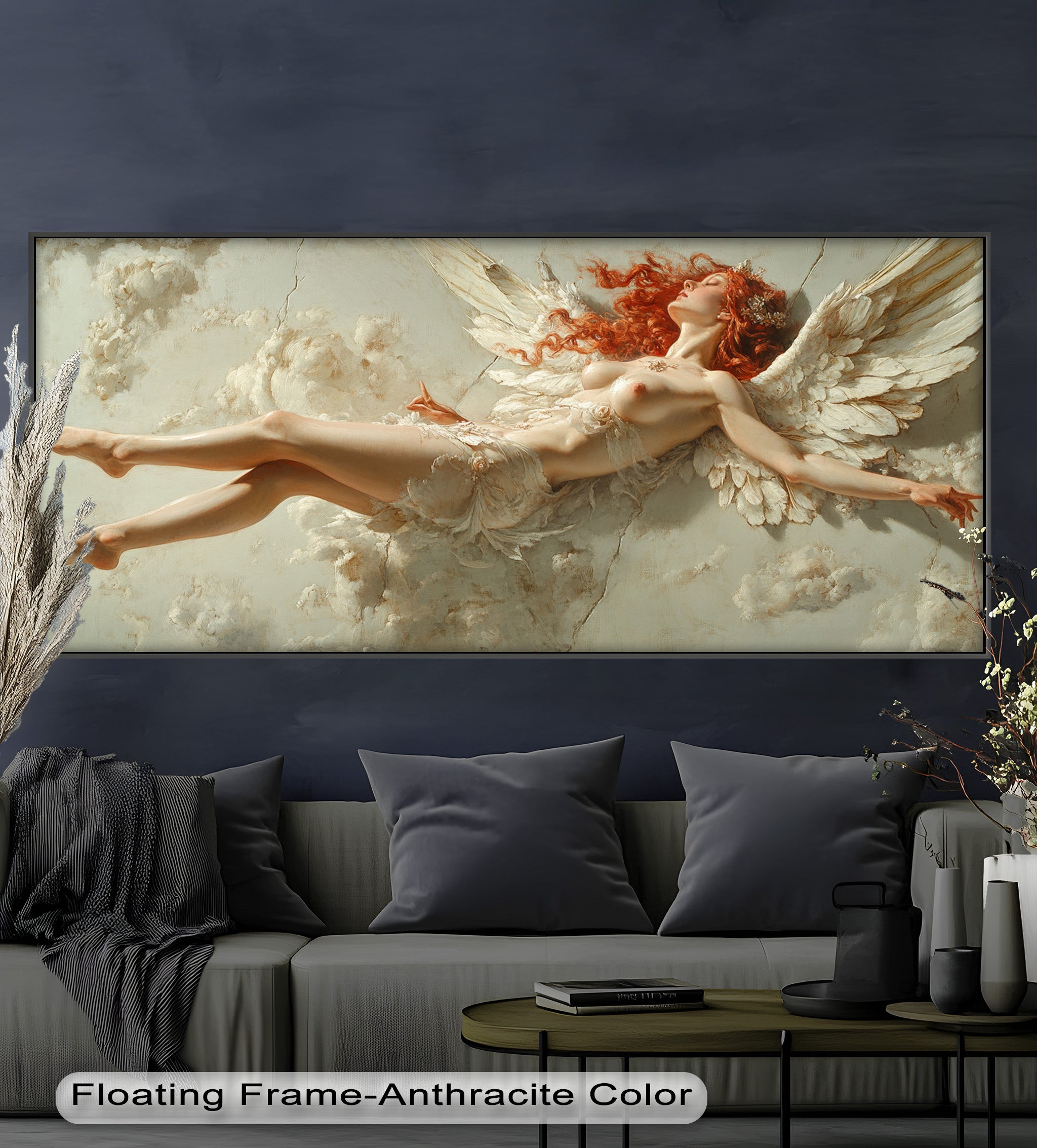 Ascension of the Flame - Mythological Angel Oil Painting Wall Art for Home Decor, Living Room, Bedroom & Office