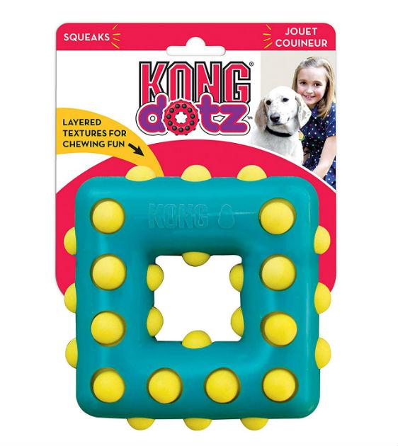 Kong Dotz Square Dog Chew Toy - Durable Interactive Puzzle for Small & Medium Dogs - Perfect for Teething, Training & Playtime Indoors or Outdoors