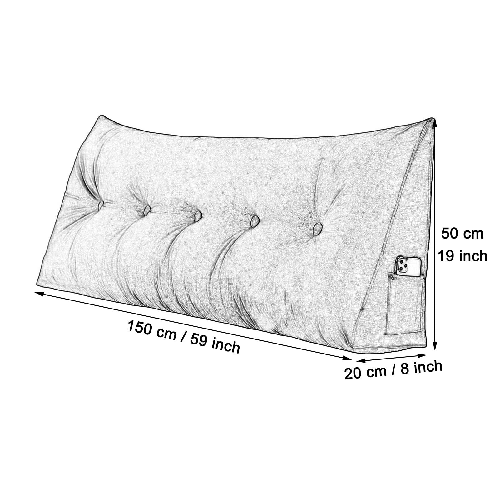 Extra Large Triangular Back Cushion & Wedge Pillow for Post-Surgery Recovery, Reading in Bed, Sitting Support - Removable Washable Cover | Ideal for Back Pain Relief, Comfortable Sleeping & Relaxation