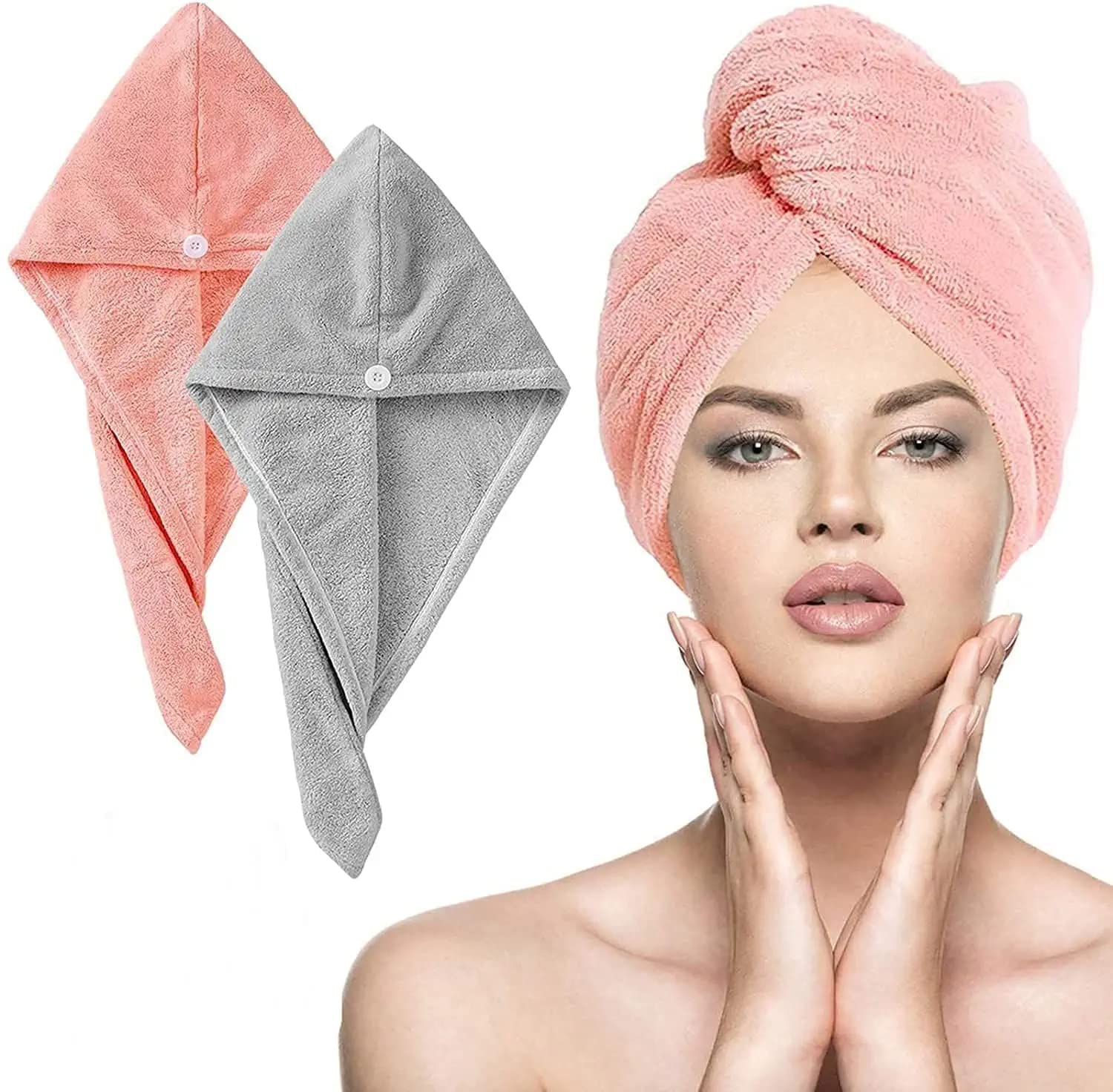 JATRODA® Super Absorbent Hair Towel Wrap for Women - 500 GSM Quick-Drying Microfiber Hair Turban, Salon-Grade Bath Hair Dry Cap (Multi Color) - Perfect for Post-Shower, Swimming, Spa & Salon Use