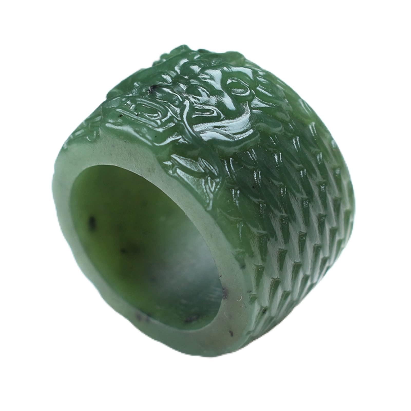 Handmade Hetian Jade Dragon Ring for Men - Wedding & Party Jewelry Gift