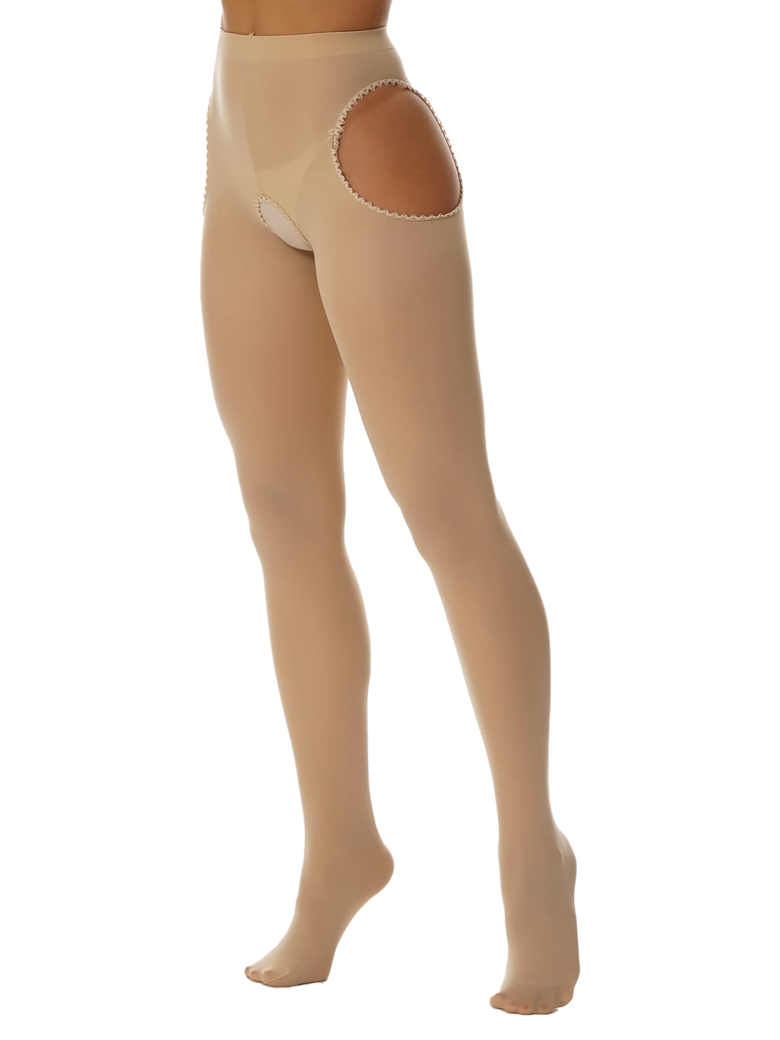 Sexy Lace Trim Thigh High Stockings for Women - Cutout Suspender Pantyhose with Garter Belt for Date Night & Special Occasions