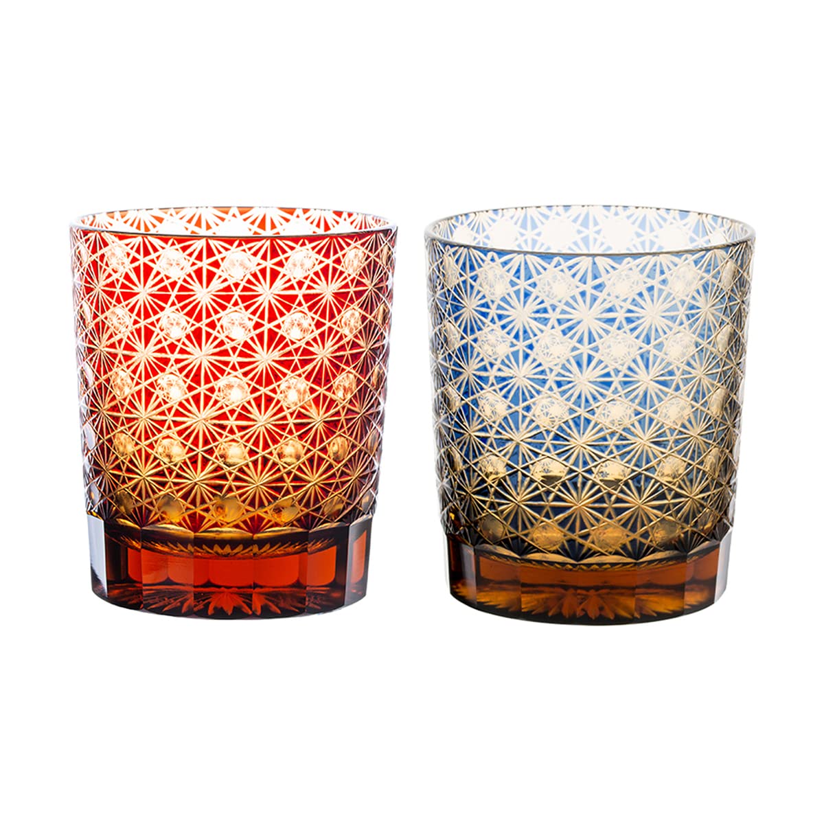 Premium Japanese Style Whisky Glasses Set - Hand-Cut Crystal Clear Drinking Cups - Perfect Gift for Men (Dad, Husband, Him) - Anniversary, Birthday, Wedding & Housewarming Present - Elegant Blue Design - Ideal for Whisky Tasting, Home Bar Decor & Special Occasions