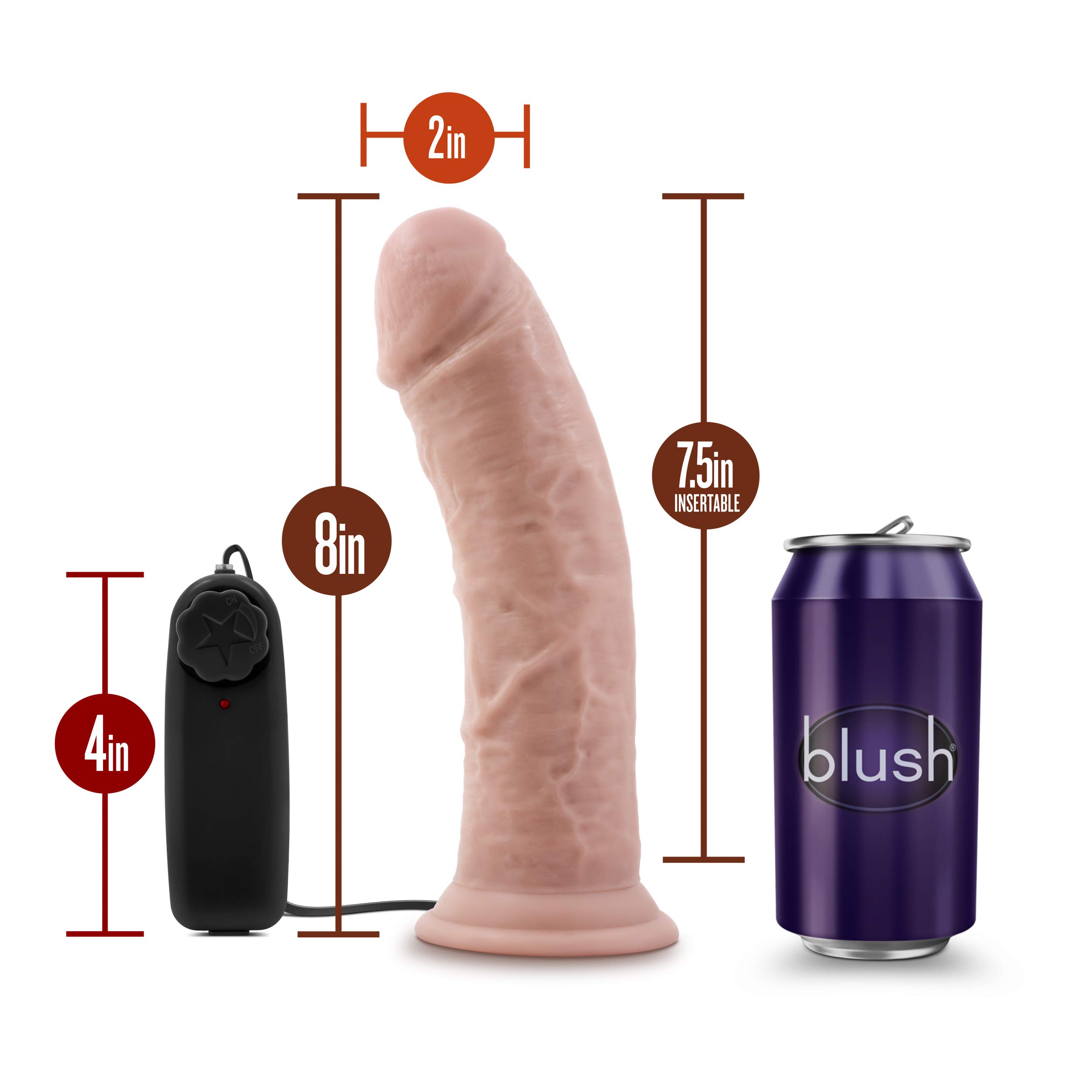 Blush Novelties Dr. Skin 8 Inch Realistic Dildo with Suction Cup - Powerful Vibrating Sex Toy for Women & Couples | Waterproof, Body-Safe Silicone | Perfect for Solo Play, Couples Fun & Shower Use