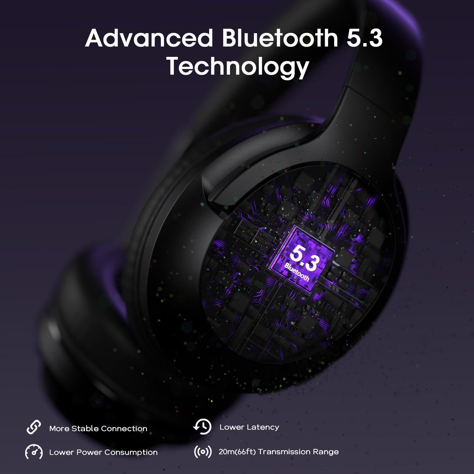 Wireless Bluetooth Over-Ear Headphones with 80H Playtime, HiFi Stereo, Deep Bass & Built-in Mic - 3 EQ Modes, Foldable Design for Phone, PC, Travel, Workout & Office (Black) | Perfect for Commuting, Gaming & Music Lovers