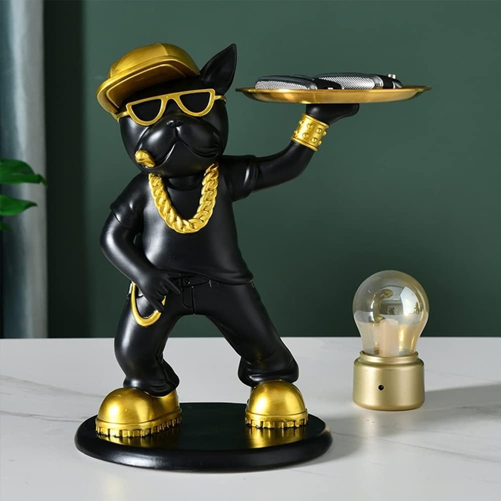 Premium Black and Gold Bull Dog Statue - Handcrafted Home Decor Sculpture for Living Room, Kitchen, Office | Unique Gift Idea for Dog Lovers, Christmas Table Decoration & Housewarming Present