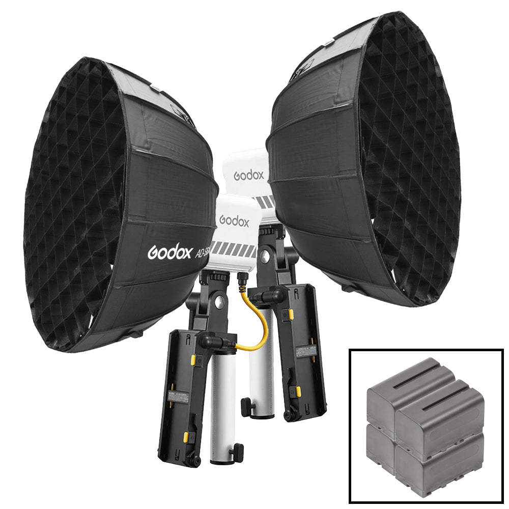 Godox ML60IIBI Bi-Color LED Video Light Kit with Twin Softbox & NP-F Batteries - Perfect for YouTube, Photography, and Studio Lighting