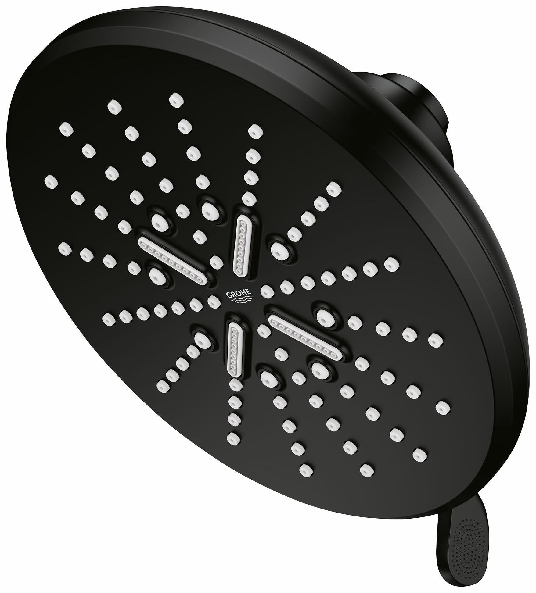 Grohe 3-Function SmartActive Rainshower Shower Head - 6.5 Inch Matte Black (Model 267892430) | High Pressure Water Saving Design for Spa-Like Bathroom Experience