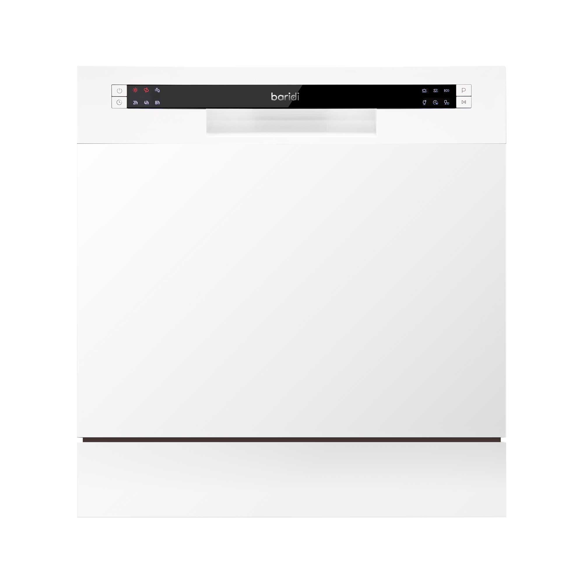 Baridi Compact Tabletop Dishwasher - 8 Place Settings, 6 Wash Programs, Ultra Quiet (42dB), 8L Capacity in White (Model DH86) | Perfect for Small Kitchens, Apartments, Dorms & RVs