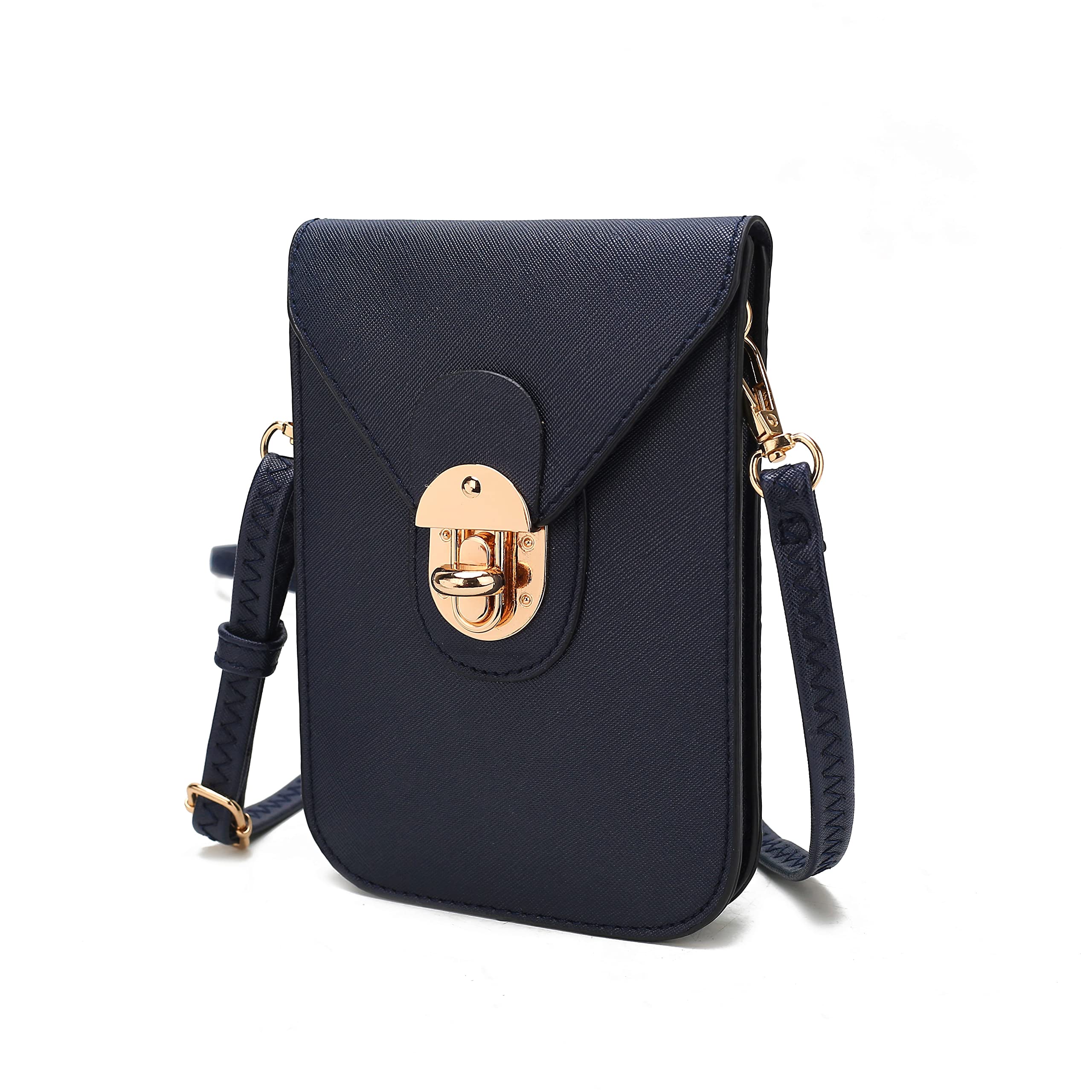 MKF Collection Women's Small Crossbody Phone Bag with Turn Lock & Adjustable Shoulder Strap - Fashionable Cell Phone Case for iPhone 14/13/12, Samsung Galaxy - Perfect for Daily Use, Shopping & Travel