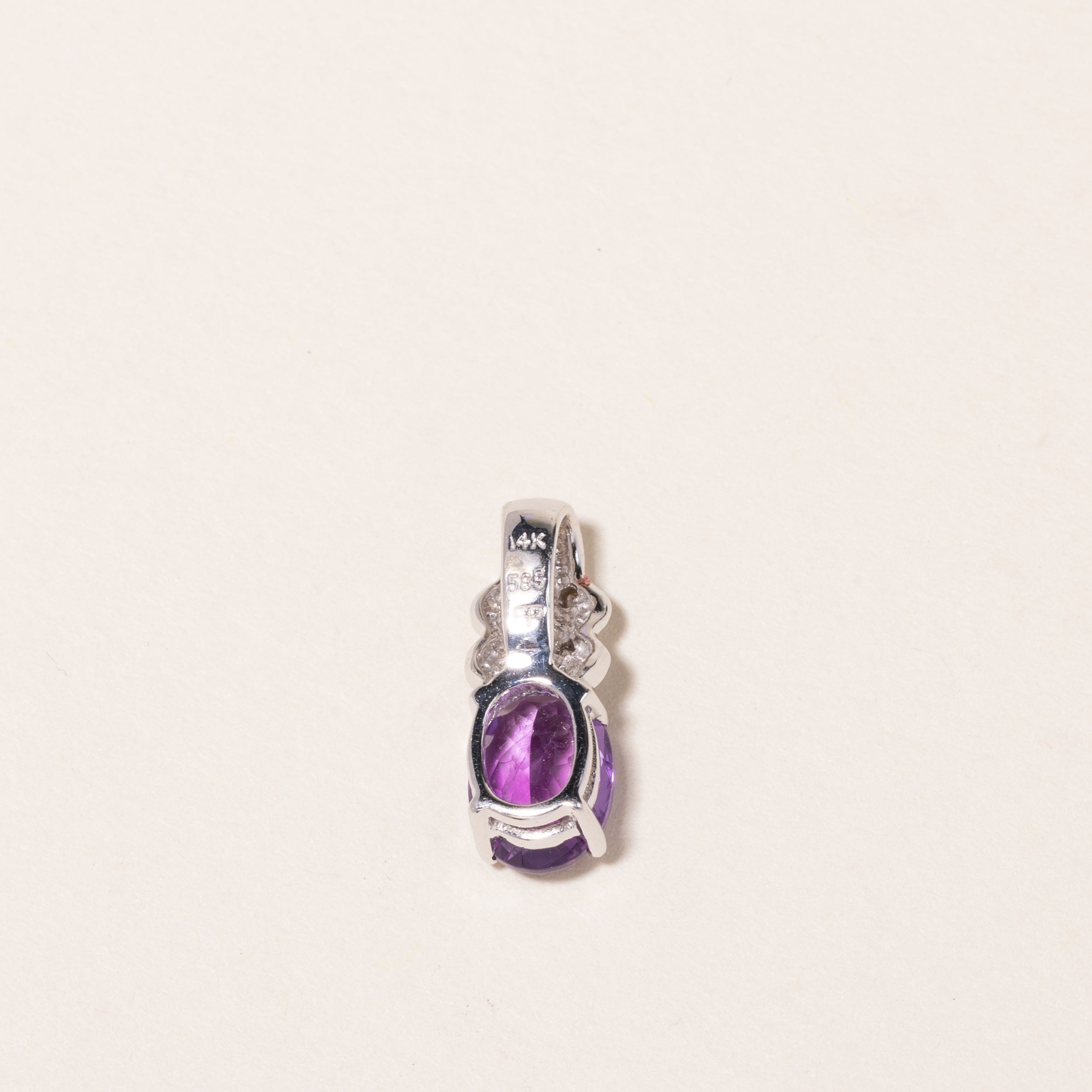 14K White Gold Amethyst and Diamond Pendant Necklace - 1.33ct Natural Amethyst & 0.03ctw Diamond Accents | Elegant Jewelry Gift for Women | Perfect for Valentine's Day, Anniversary & Special Occasions