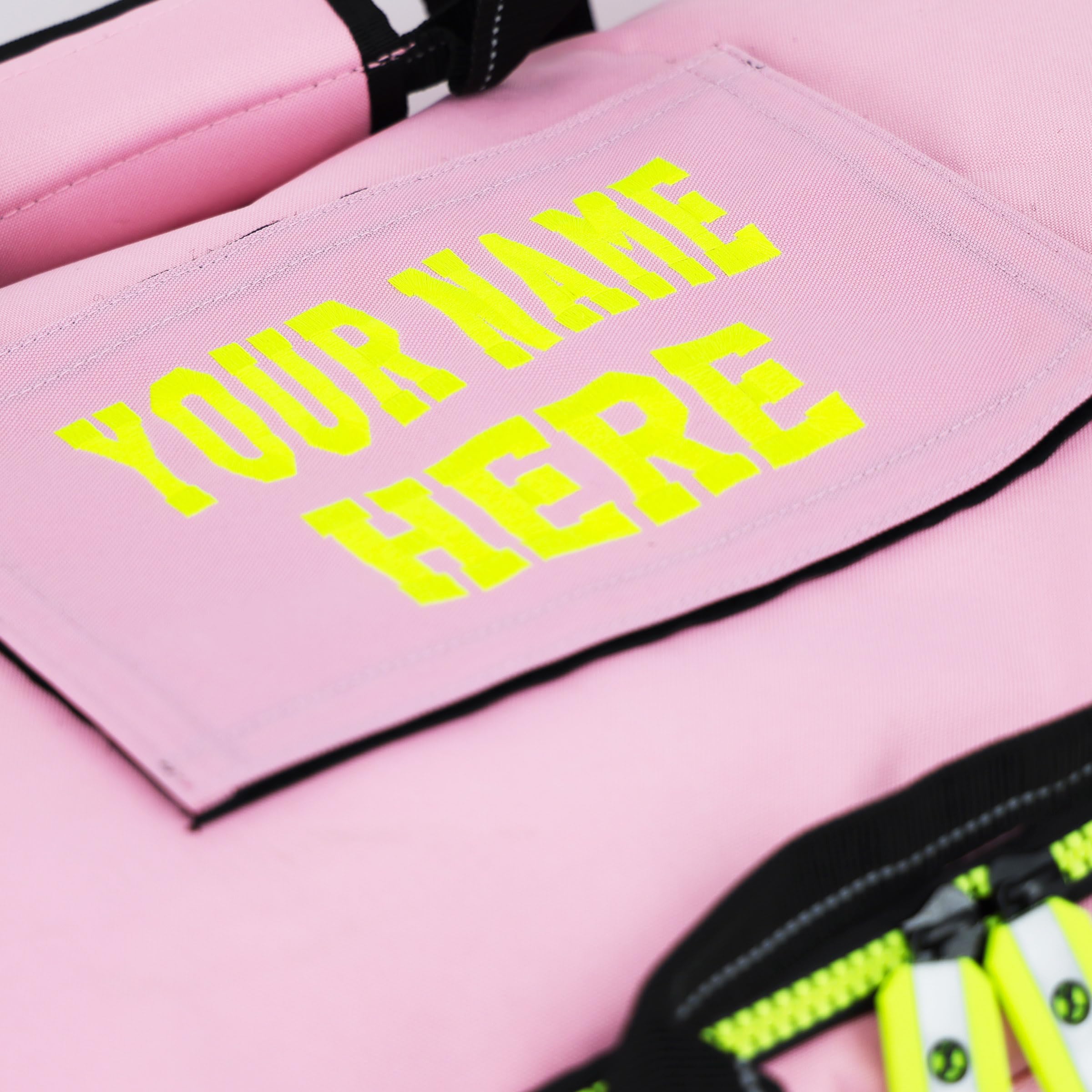 Lightning X Firefighter Turnout Gear Bag with Maltese Cross - Custom Embroidered Name (Pink) | Durable Firefighter Equipment Storage for Station & Emergency Response