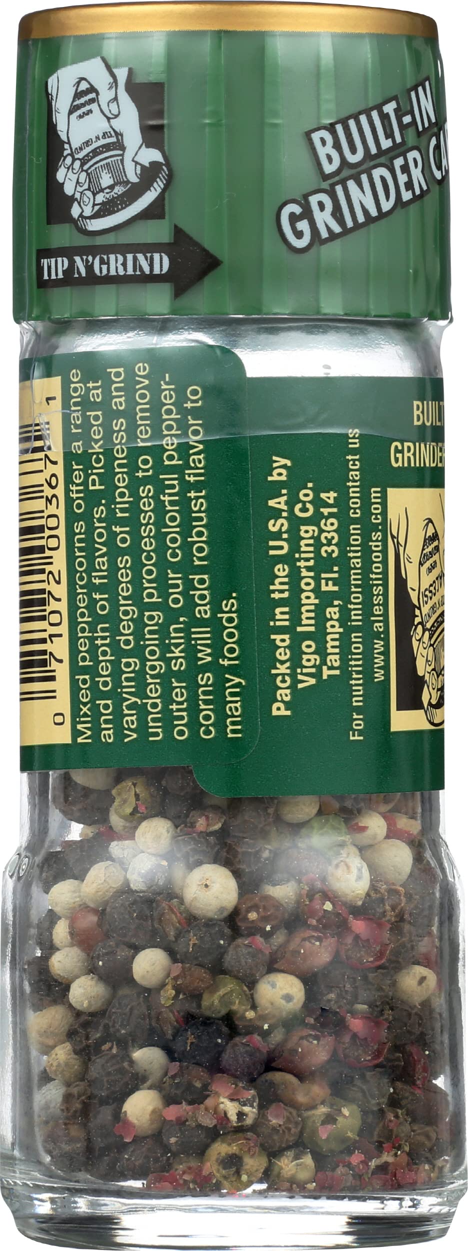 Alessi Mixed Peppercorn Grinder - Whole Peppercorn Mill, 1.12 oz - Perfect for Kitchen, Restaurant & Gourmet Cooking