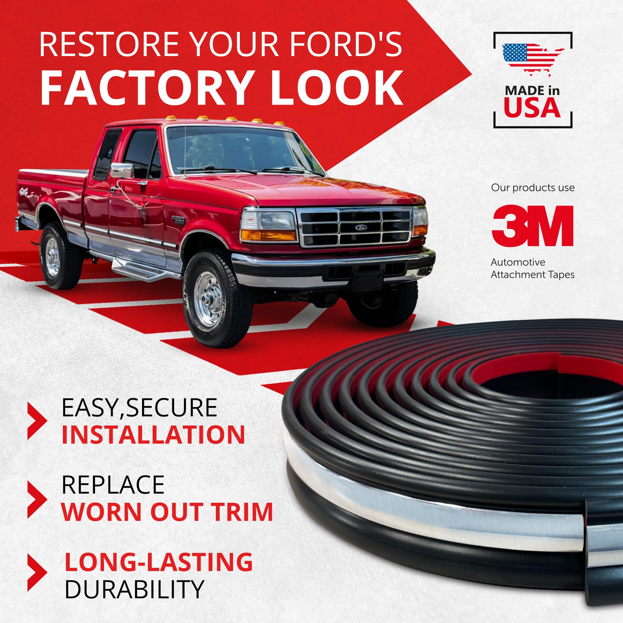 OEM Grade All-Fit Automotive Replacement Side Molding Trim (2