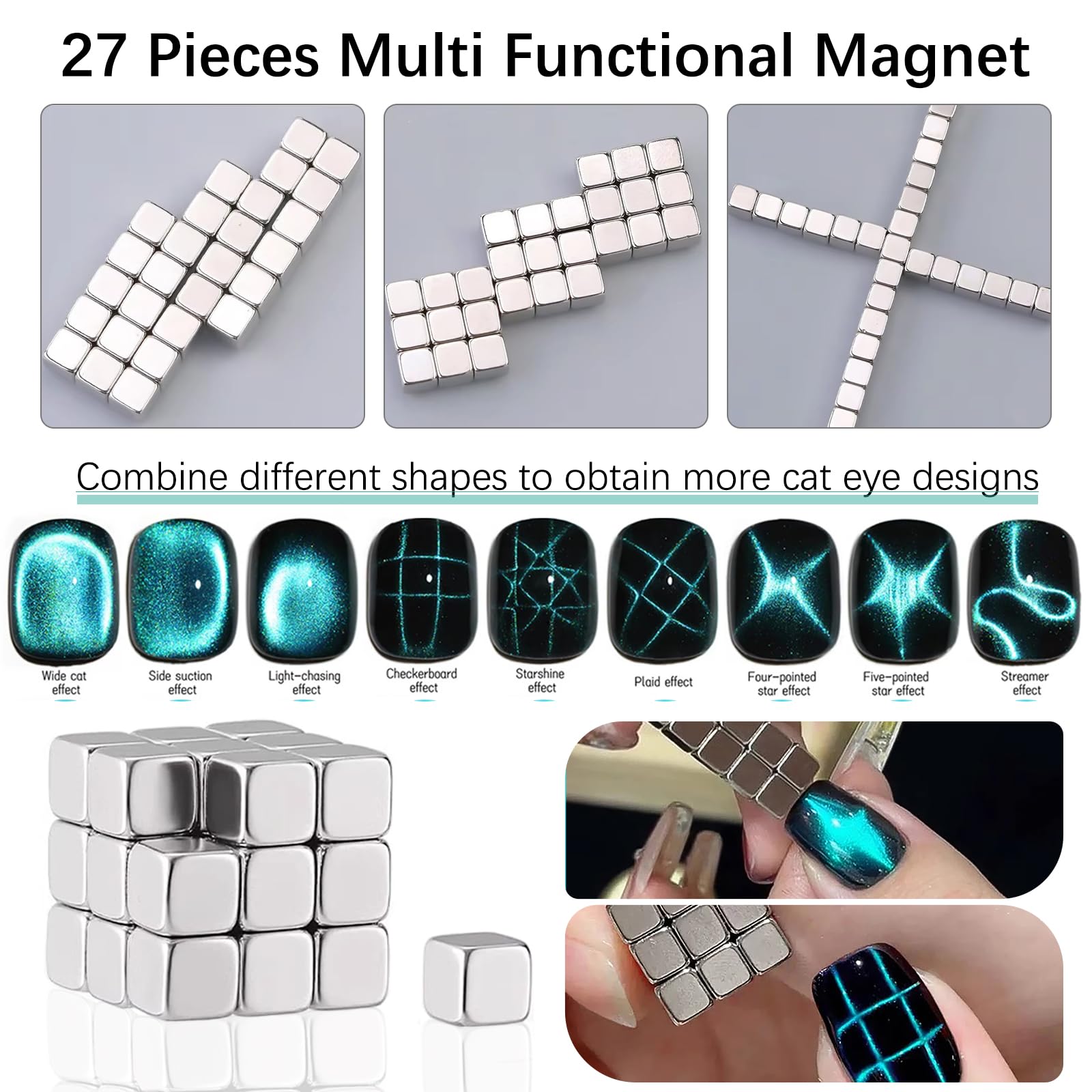 38Pcs Magnetic Cat Eye Gel Nail Polish Set with Magnet Sticks - 3D Nail Art Design Tools & Accessories for Salon, Home Manicure, Party Nails, and Professional Nail Artists