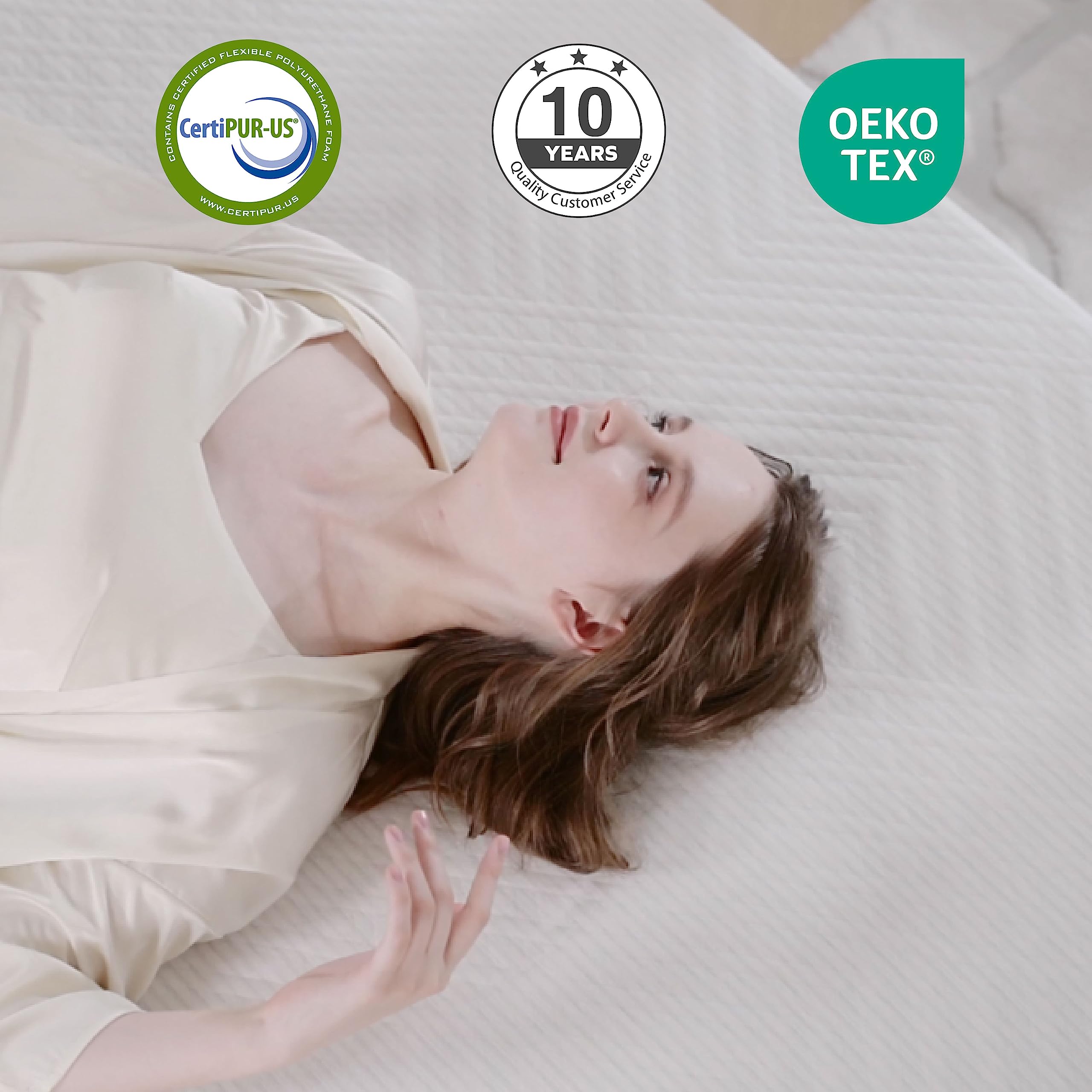 8 Inch Queen Size Green Tea Memory Foam Mattress in a Box - CertiPUR-US Certified, Fiberglass Free with Cooling Gel Layer - Medium Firm Support (60