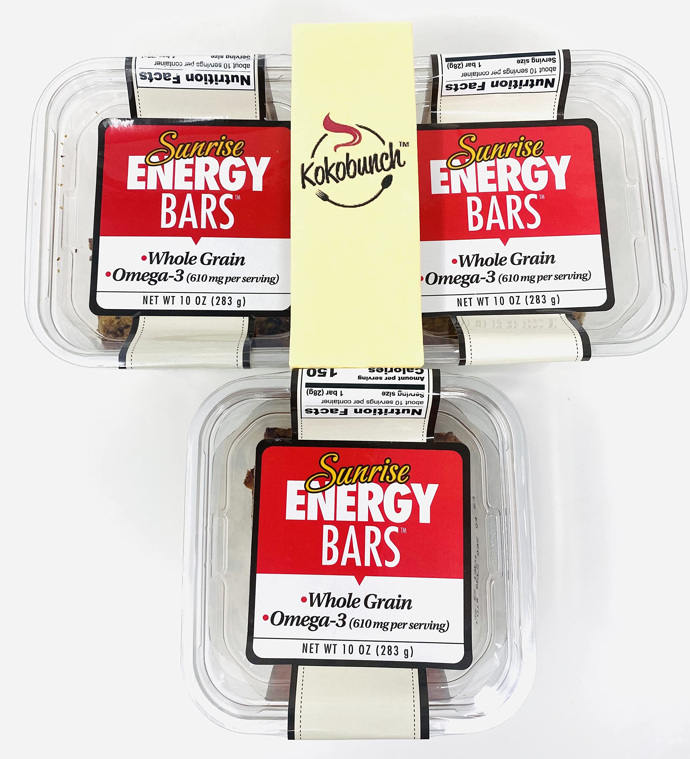 Universal Bakery Whole Grain Sunrise Energy Bars with Fruits & Nuts - Kokobunch Kit Bundle (3-10oz Pack) | Healthy Breakfast Snacks for Hiking, Office & School Lunch