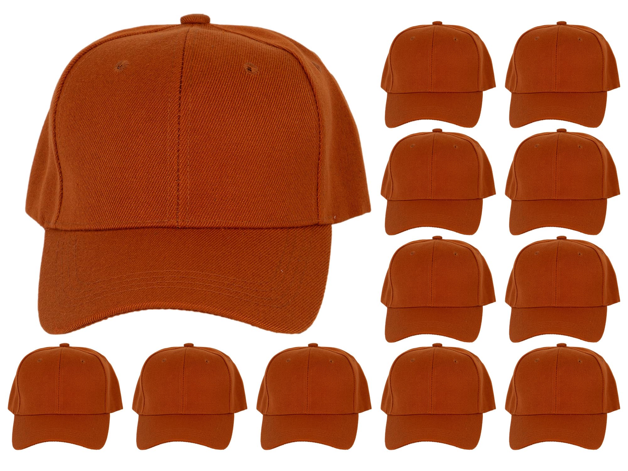 12-Pack Adjustable Baseball Caps for Men & Women - Breathable Cotton Hats for Outdoor Sports, Running, Hiking - TOP HEADWEAR