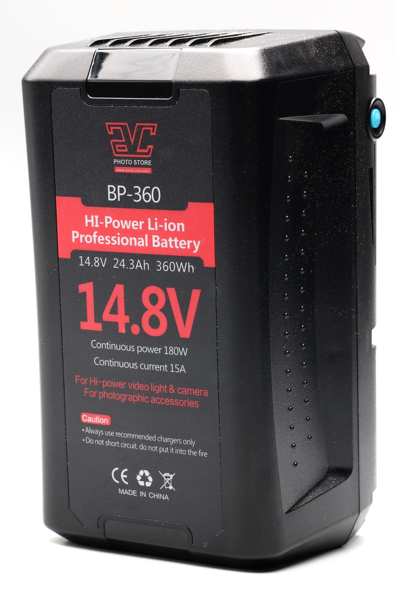 AVC BP360 14.8V 24.3Ah 360Wh Professional V Mount Lithium Ion Battery - Power Supply for DSLR Cameras, Video Cameras & Film Equipment