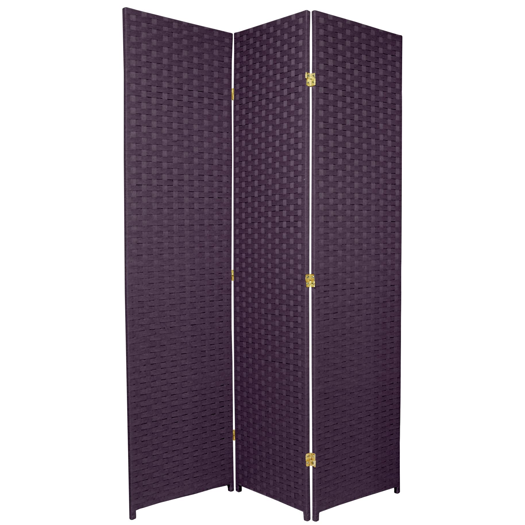 6 ft Tall Red Lantern Woven Fiber Room Divider - Deep Purple Special Edition 3 Panel Screen for Home Decor, Asian Style Partition & Privacy Panel for Living Room, Bedroom or Office