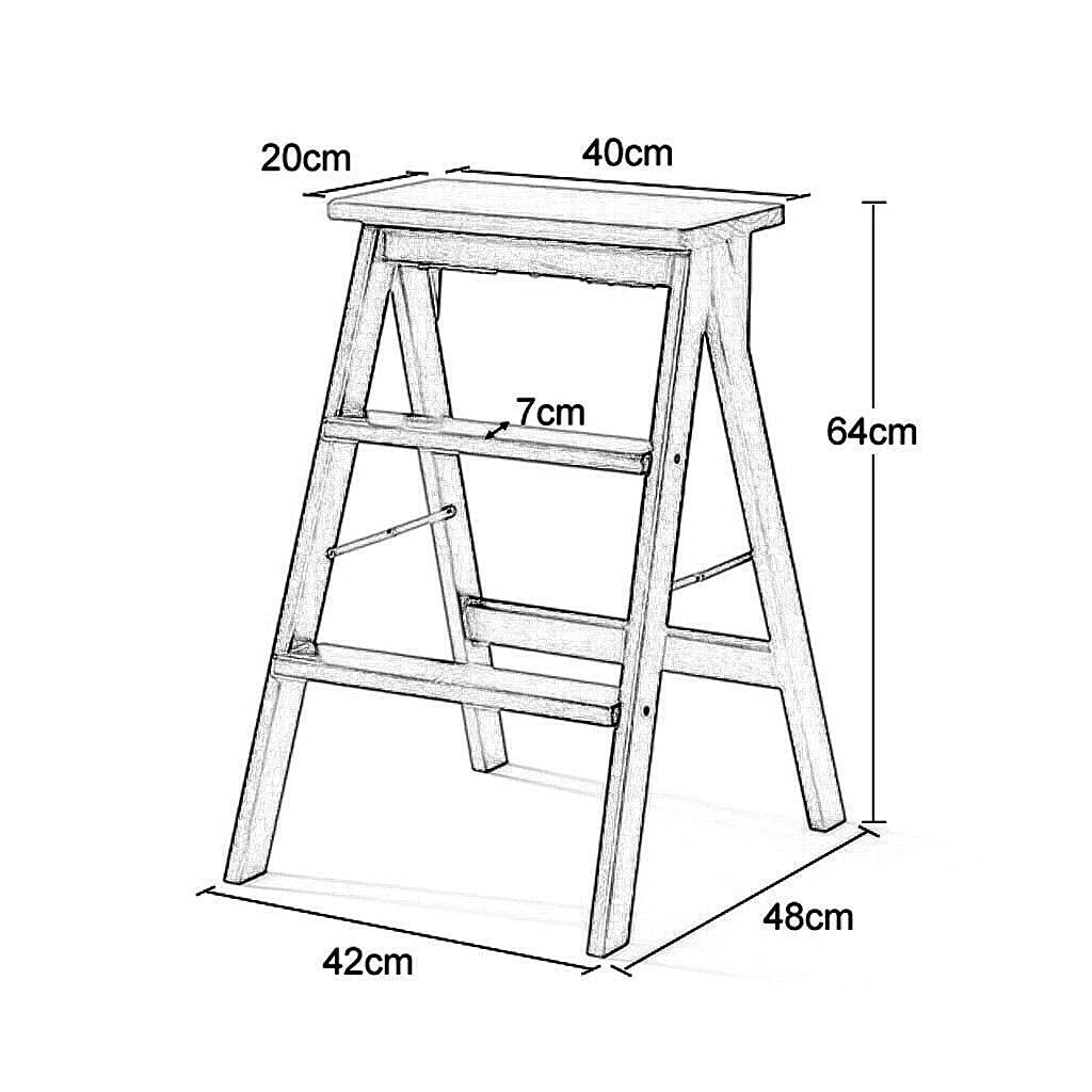 FADUNI Foldable Wooden Step Stool with Handle - Lightweight Ladder Stool for Kitchen, Bathroom, Kids - Non-Slip Foldable Step Stool for Home, Office, Garage (Natural Wood)