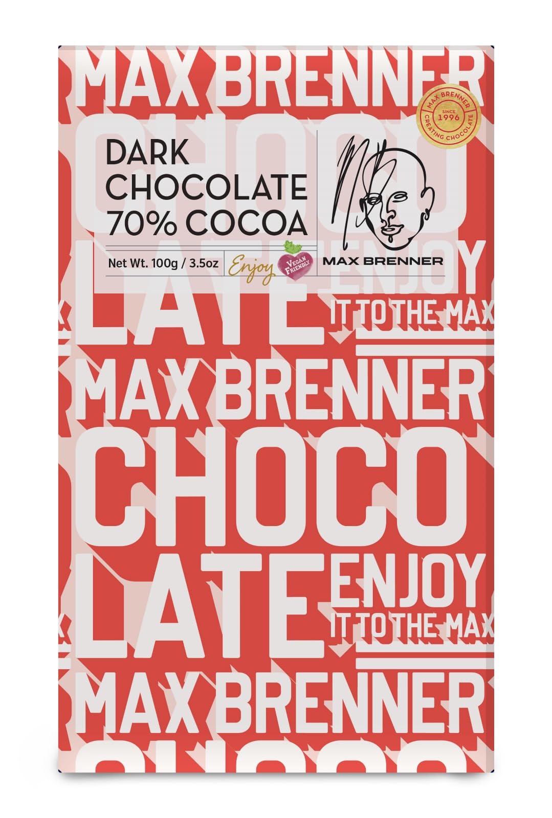 MAX BRENNER Premium Dark Chocolate Bar - 70% Cocoa Rich Flavor | Gourmet Chocolate Gift for Holidays, Valentine's Day & Special Occasions | Perfect for Baking, Desserts & Chocolate Lovers