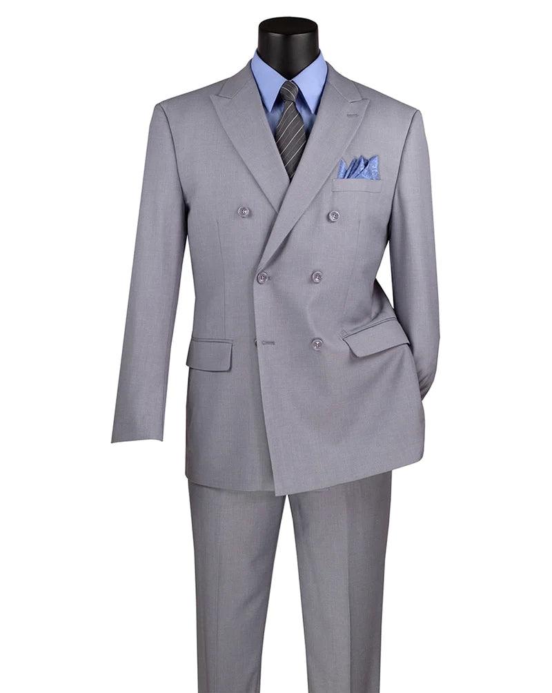 Light Grey Double Breasted Regular Fit Suit for Men | Classic Business & Formal Wear | Perfect for Weddings, Office & Special Occasions