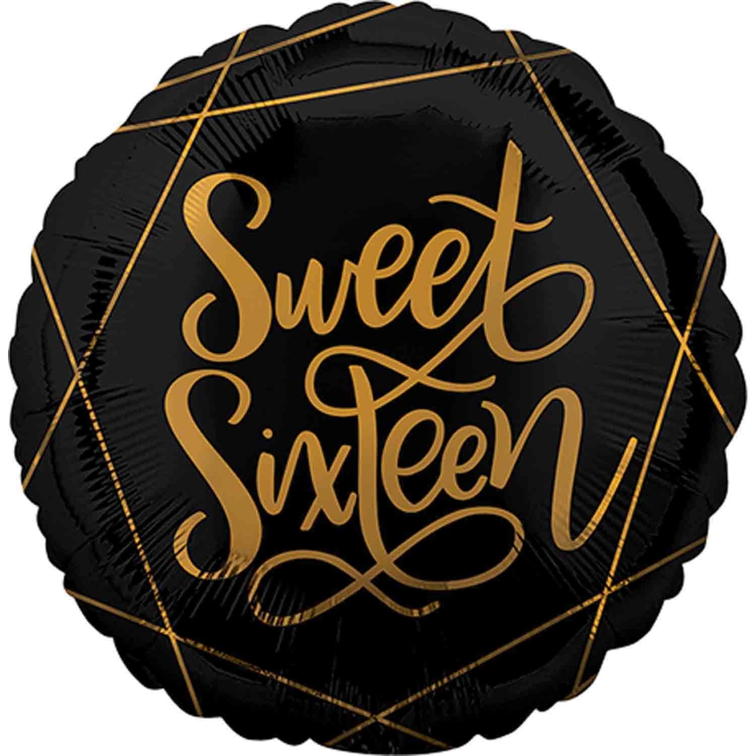 45cm Standard HX Elegant Sweet Sixteen Black & Gold Balloons for Birthday Party Decorations, Graduation Celebrations & Special Events