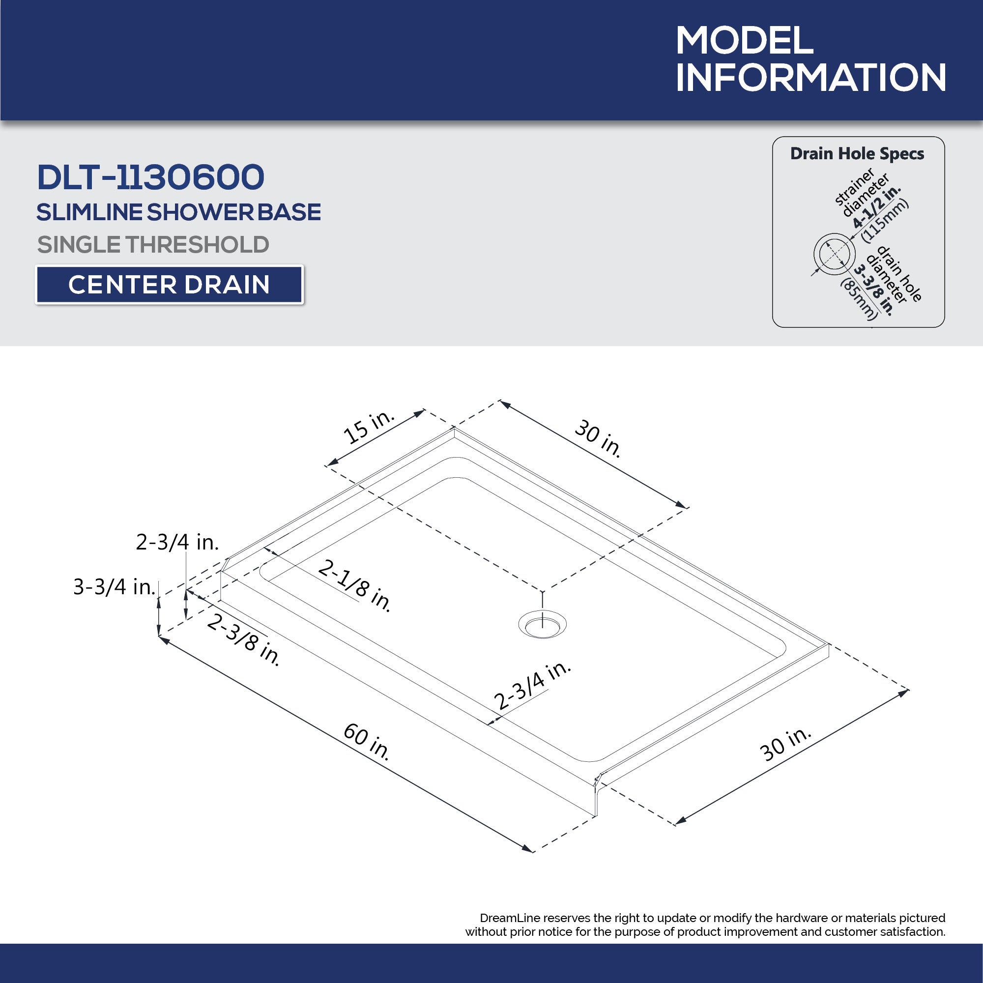 DreamLine 30x60x75.6 Inch SlimLine Single Threshold Shower Base with QWALL 3 Acrylic Backwall Kit - White Alcove Shower System for Bathroom Remodeling, Perfect for Small Spaces and Modern Home Upgrades