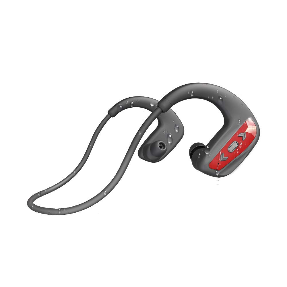 CYBORIS Wireless Bluetooth 5.0 Swimming Headphones - IPX8 Waterproof Earbuds with 16GB MP3 Player, Noise Cancelling & HiFi Stereo Sound - Perfect for Swimming, Running, Cycling, Gym Workouts (Red)